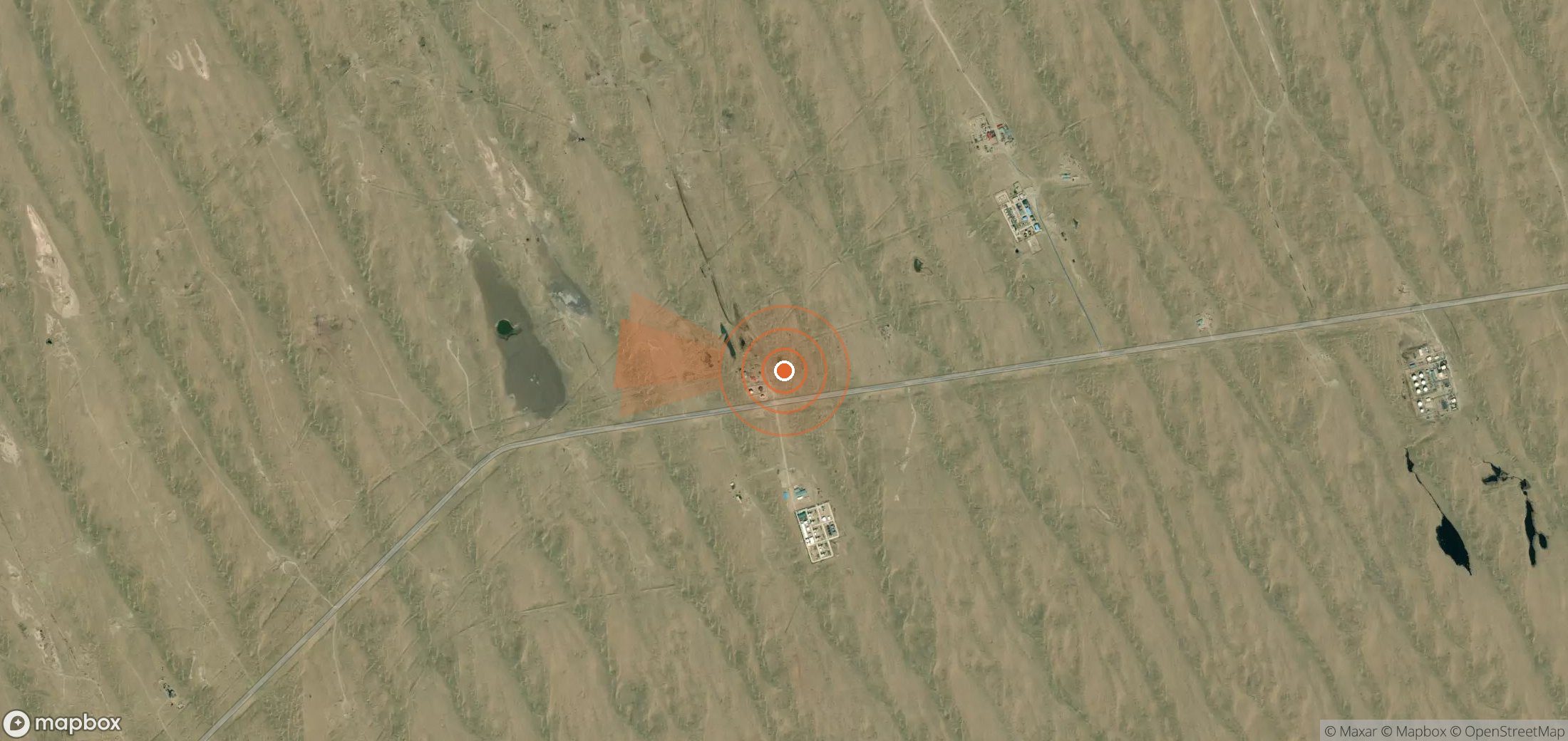 Mapa satelital de plumas de metano en Turkmenistán