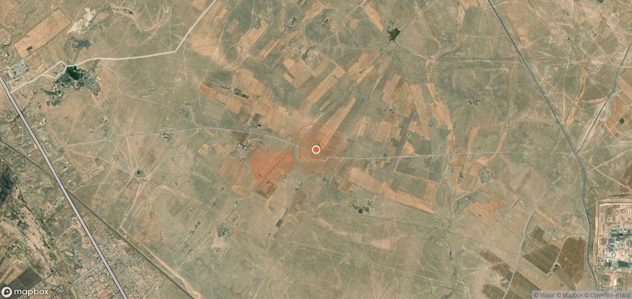 Satellite map of methane plume locations in Syria