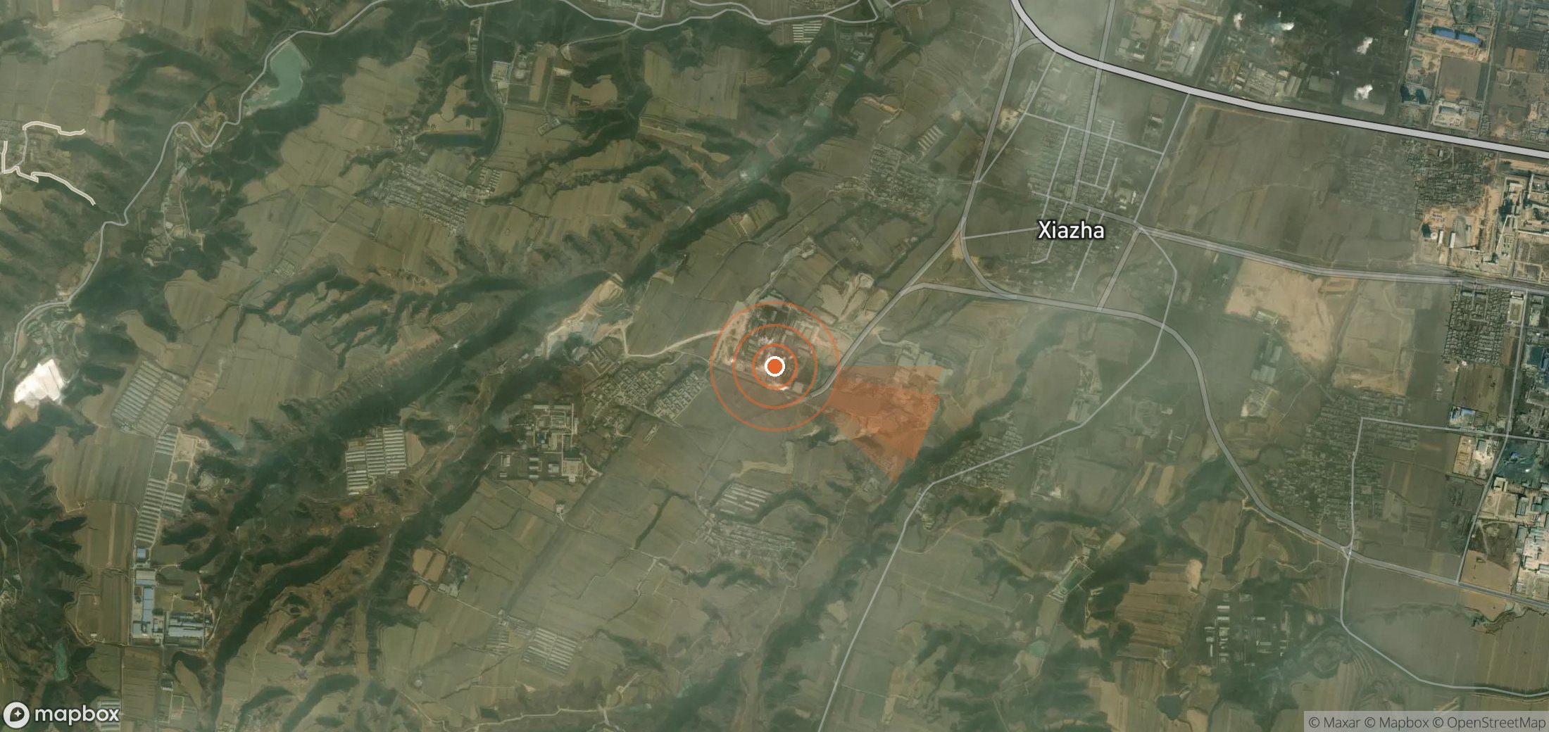 Mapa satelital de plumas de metano en China