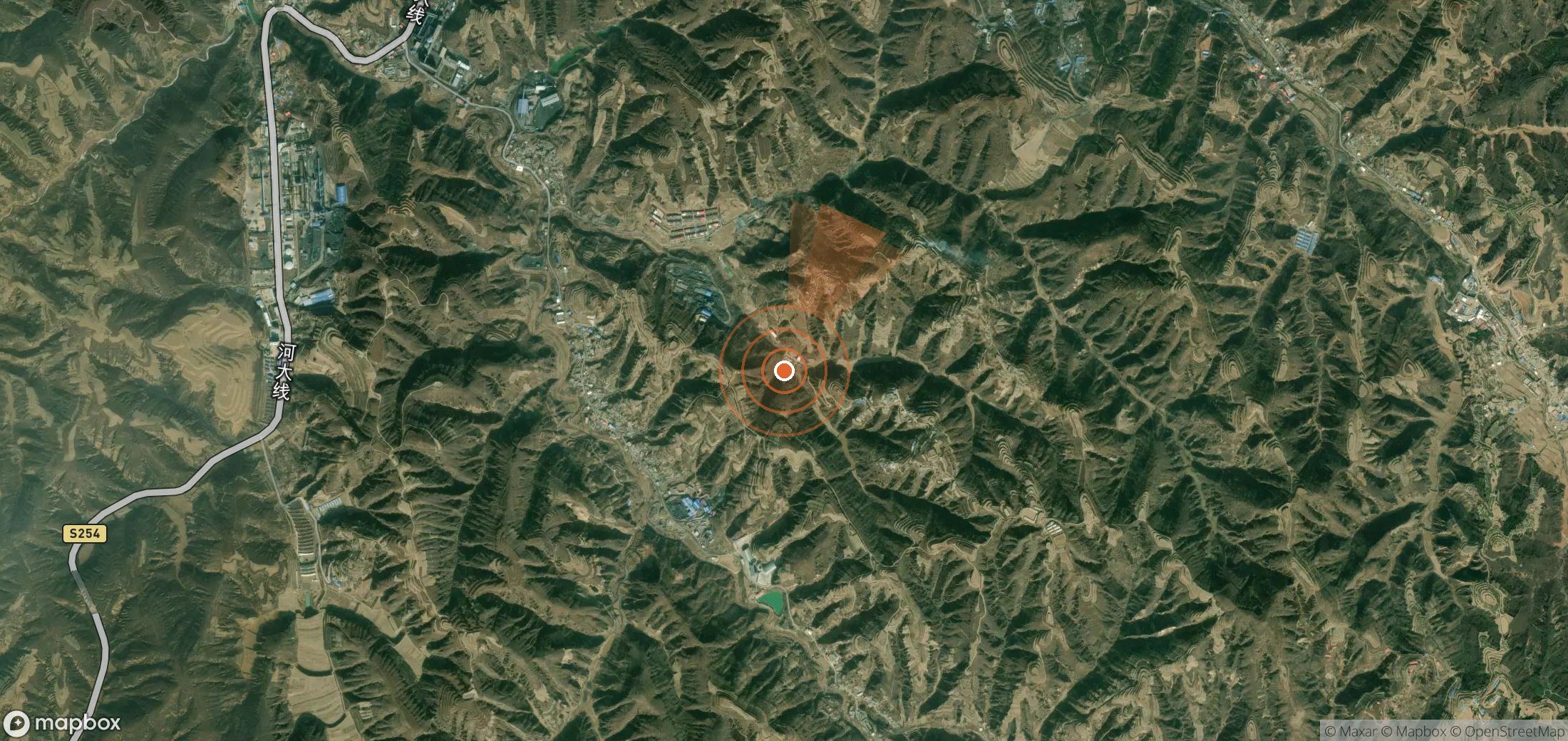 Mapa satelital de plumas de metano en China