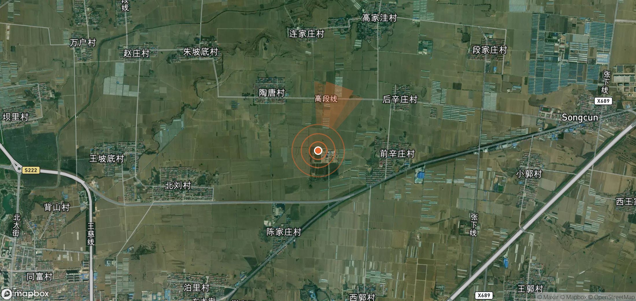 Satellite map of methane plume locations in China