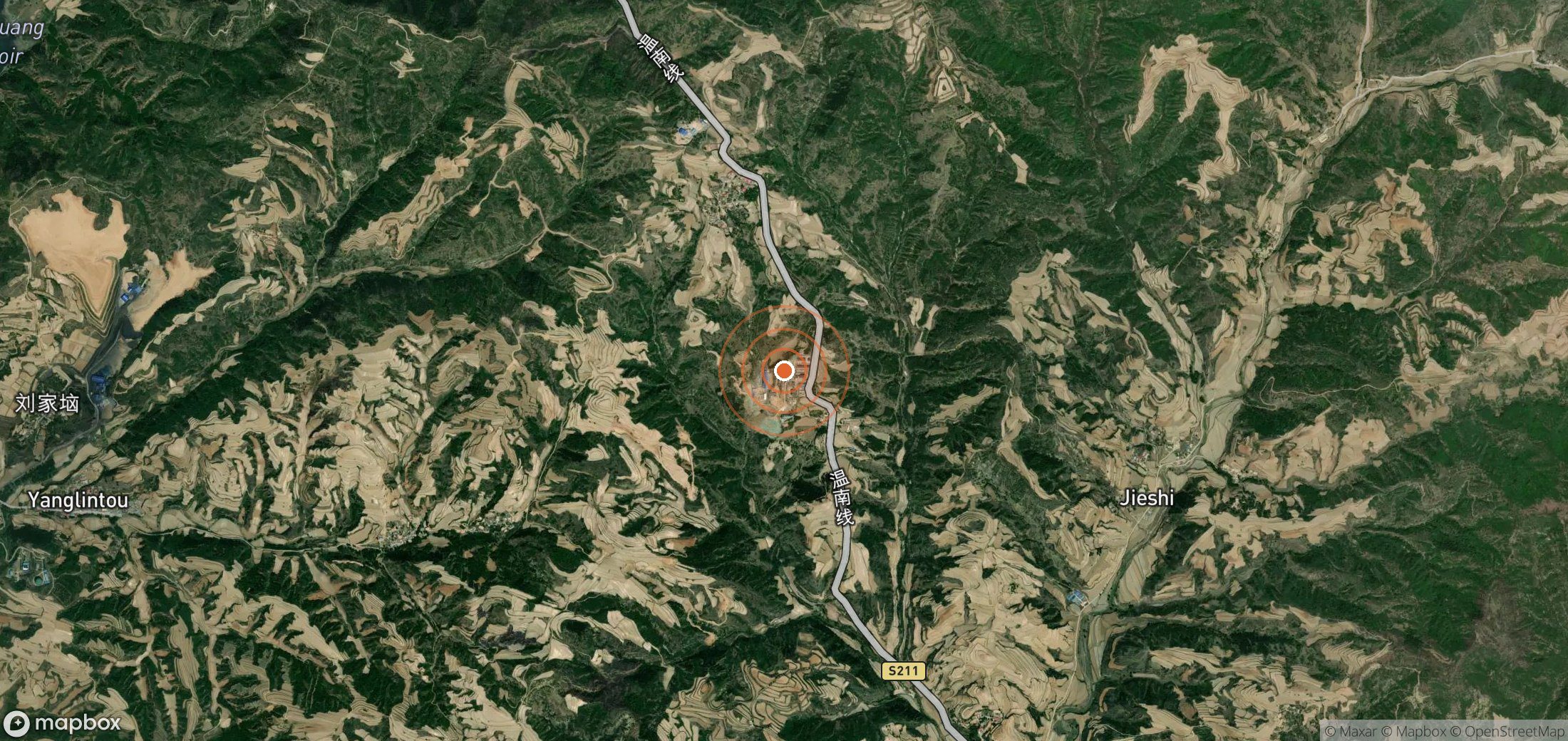 Satellite map of methane plume locations in China