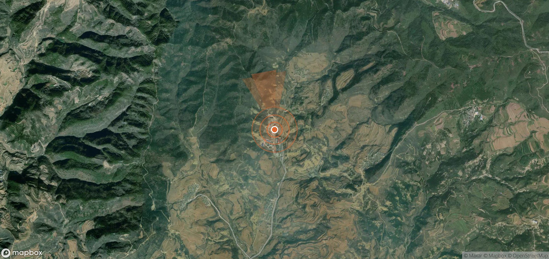 Satellite map of methane plume locations in China