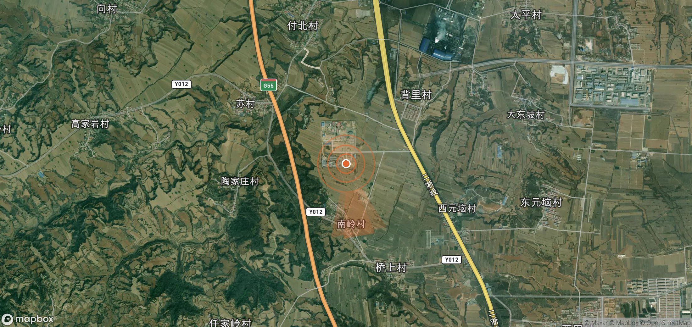 Satellite map of methane plume locations in China