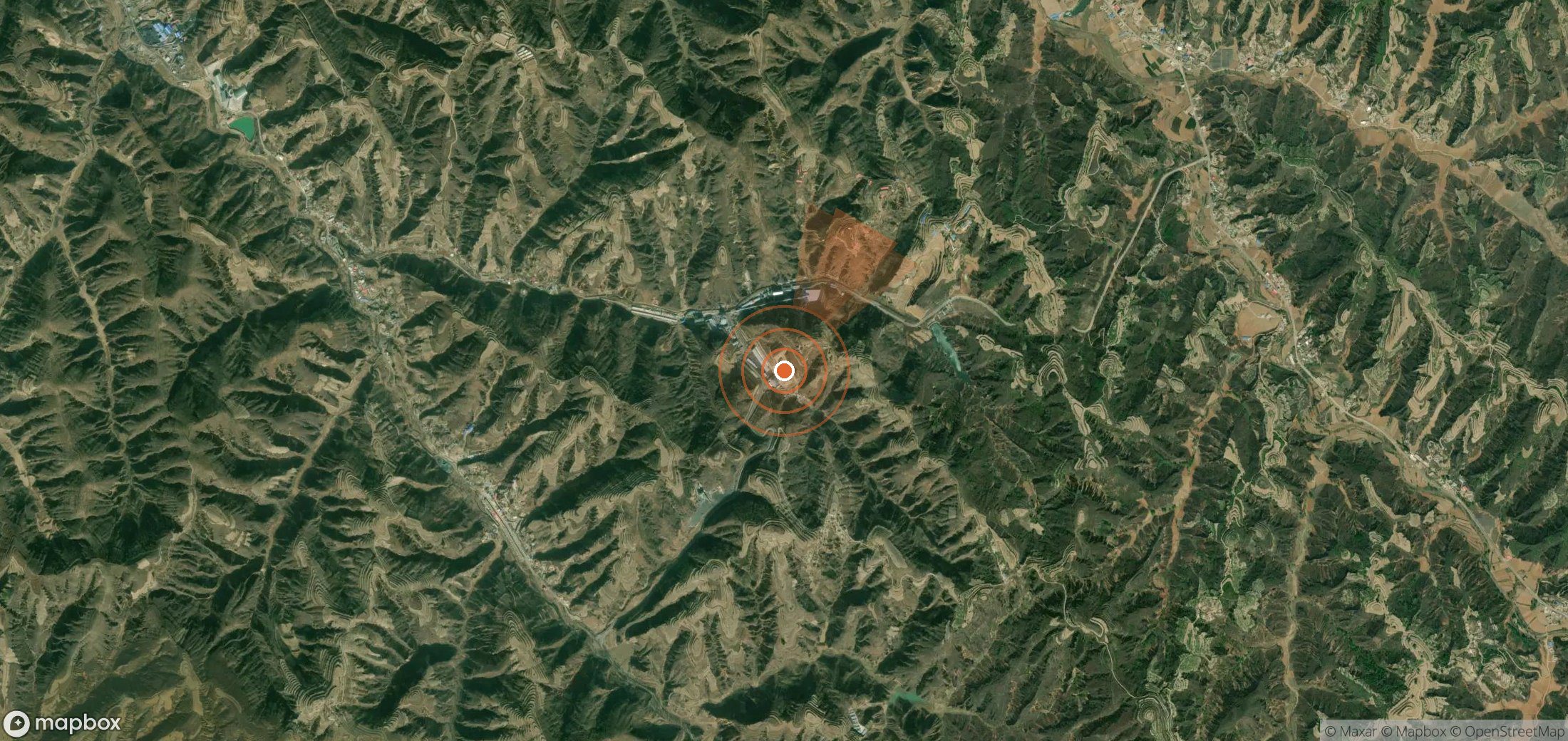 Satellite map of methane plume locations in China