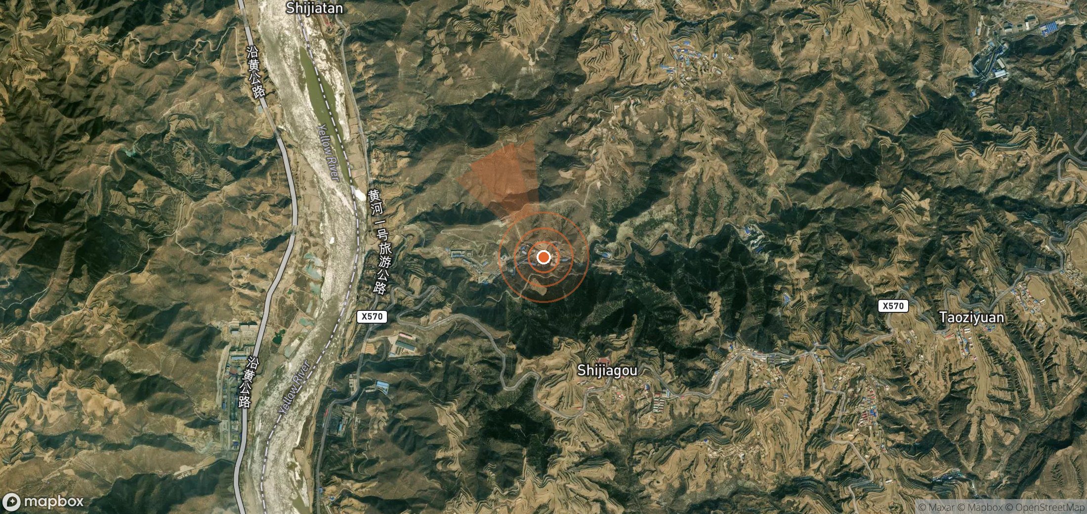 Satellite map of methane plume locations in China