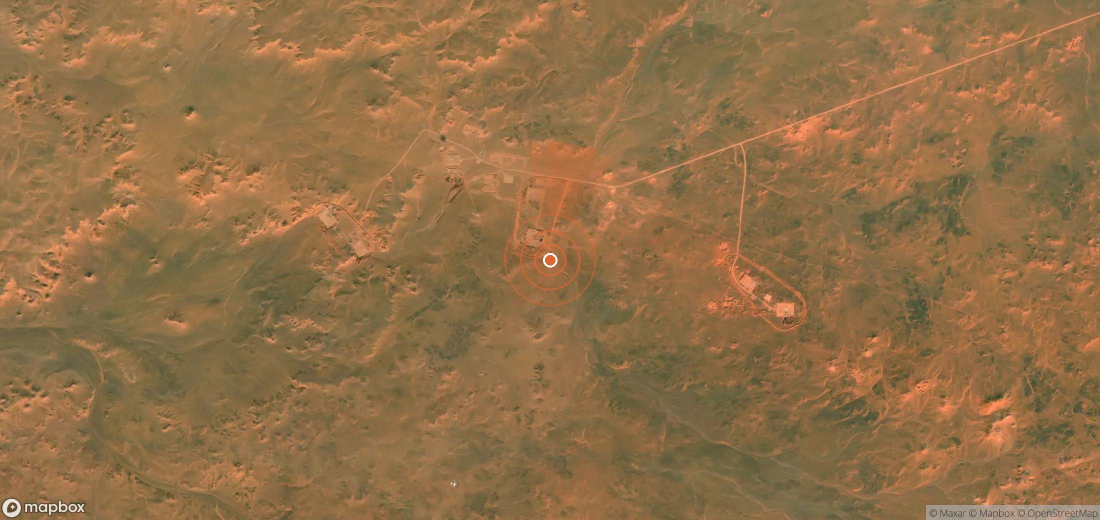 Satellite map of methane plume locations in Algeria