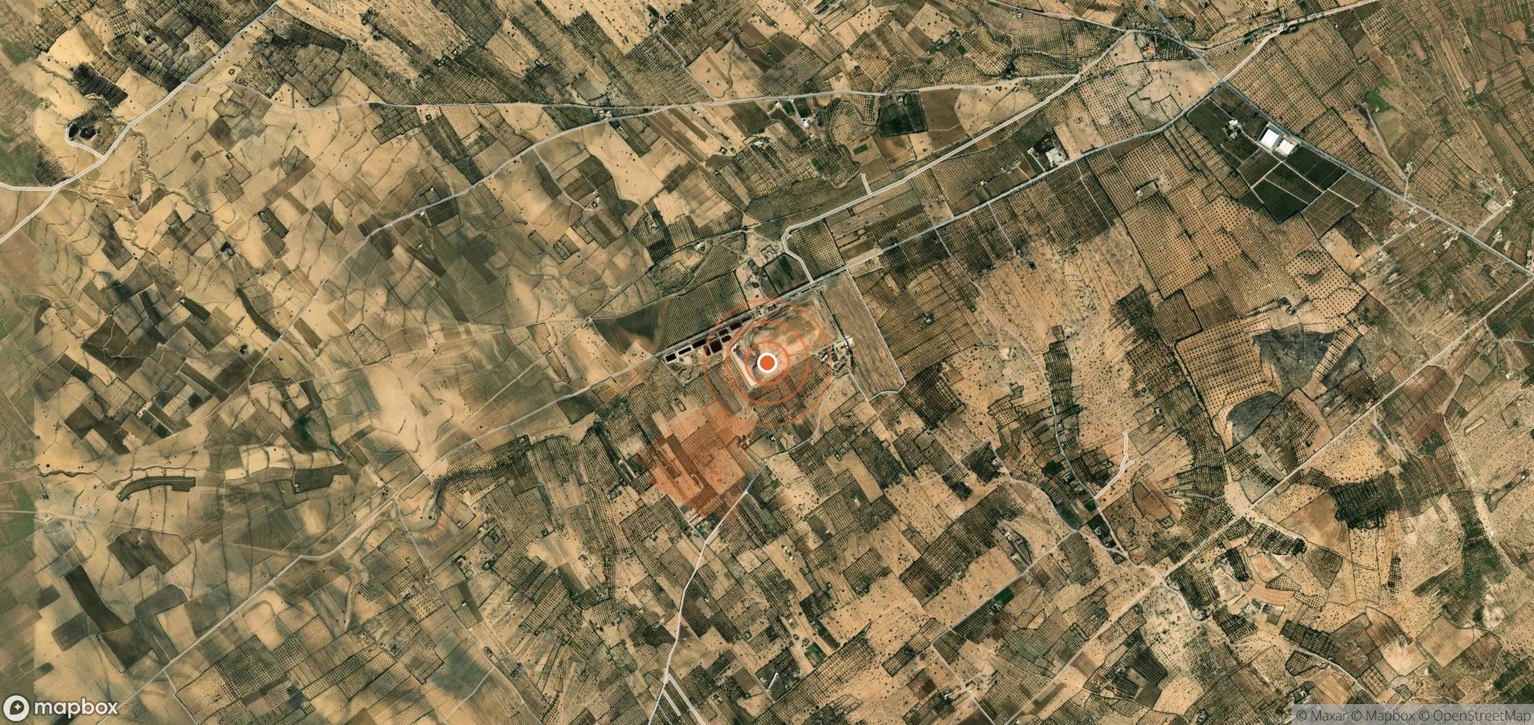 Satellite map of methane plume locations in Tunisia