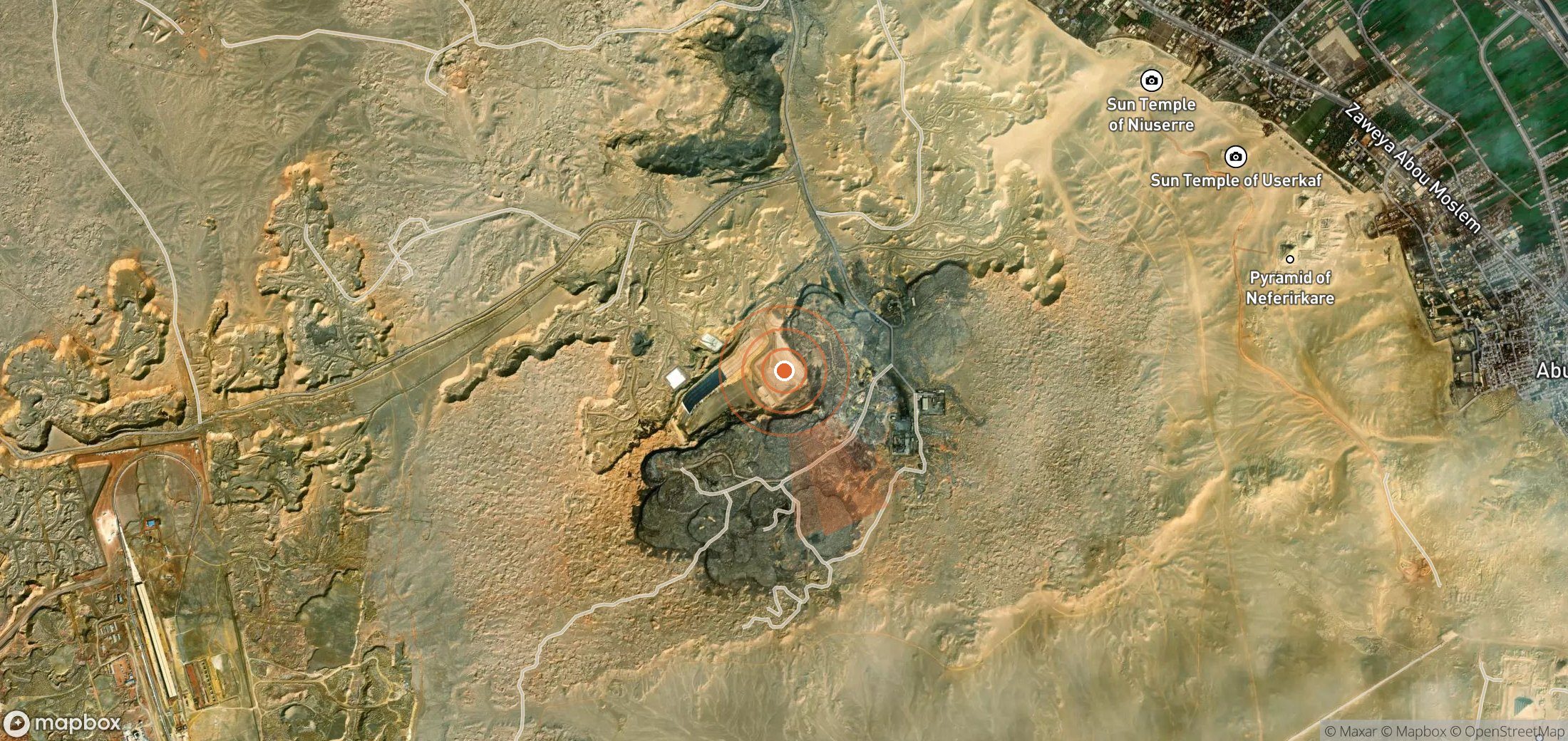 Mapa satelital de plumas de metano en Egipto