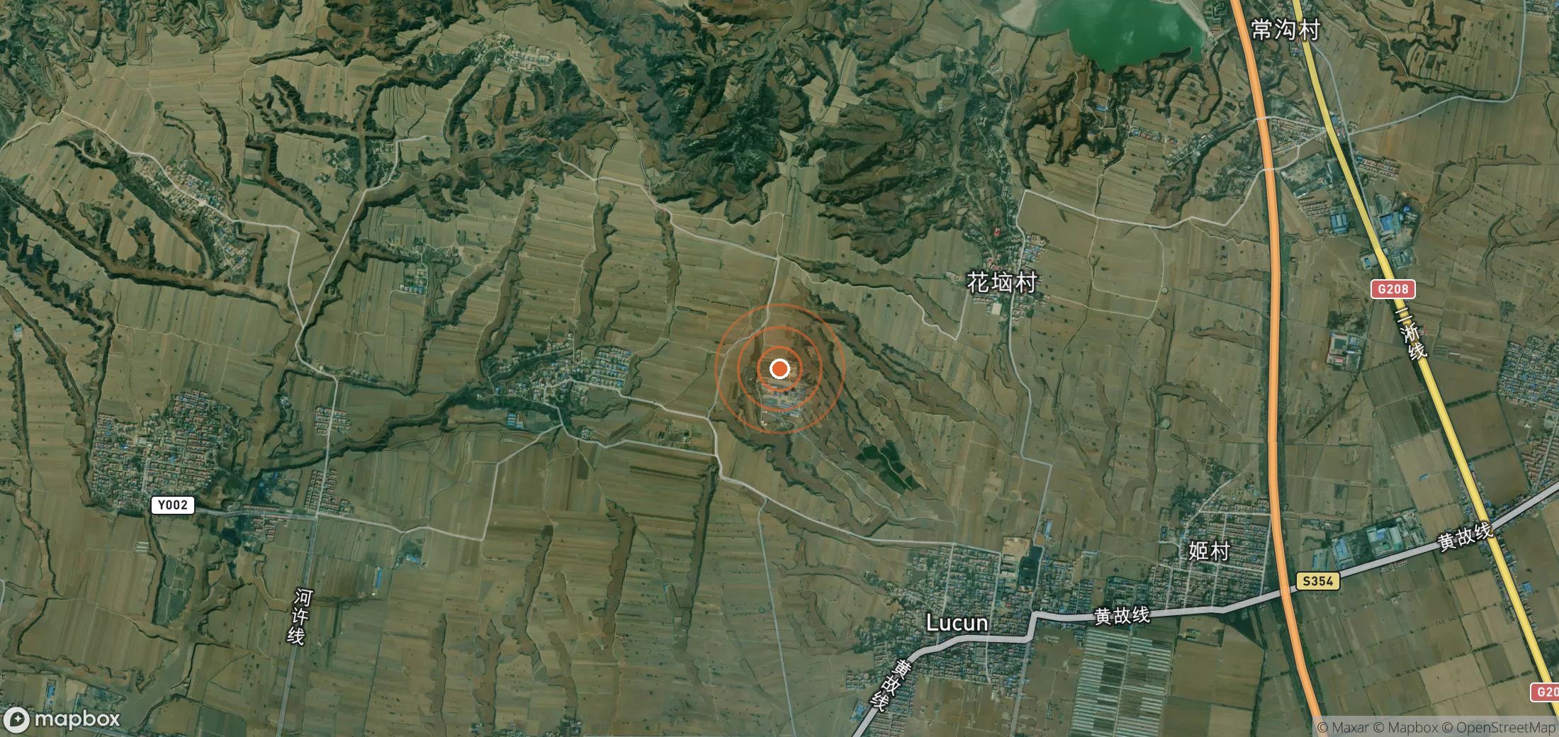 Mapa satelital de plumas de metano en China
