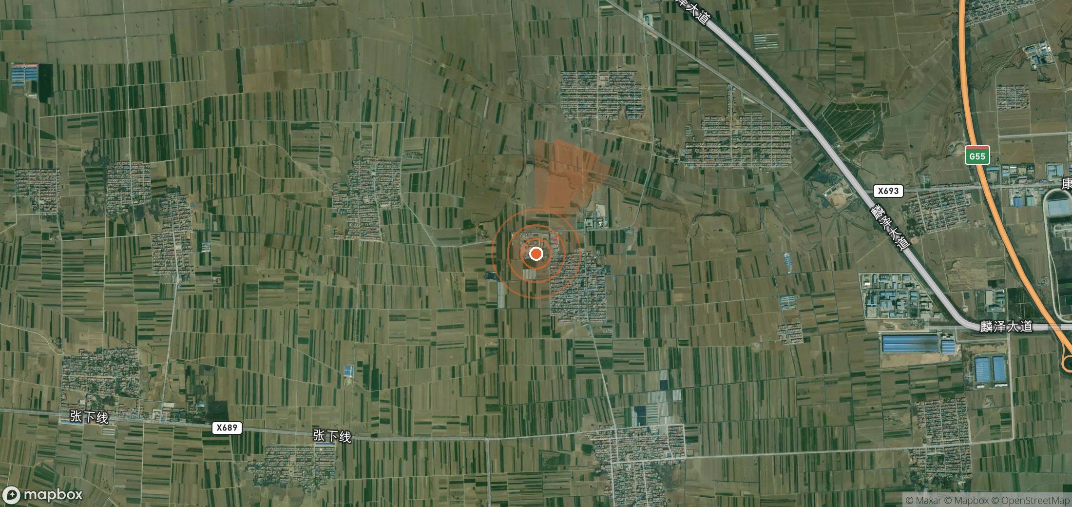 Satellite map of methane plume locations in China