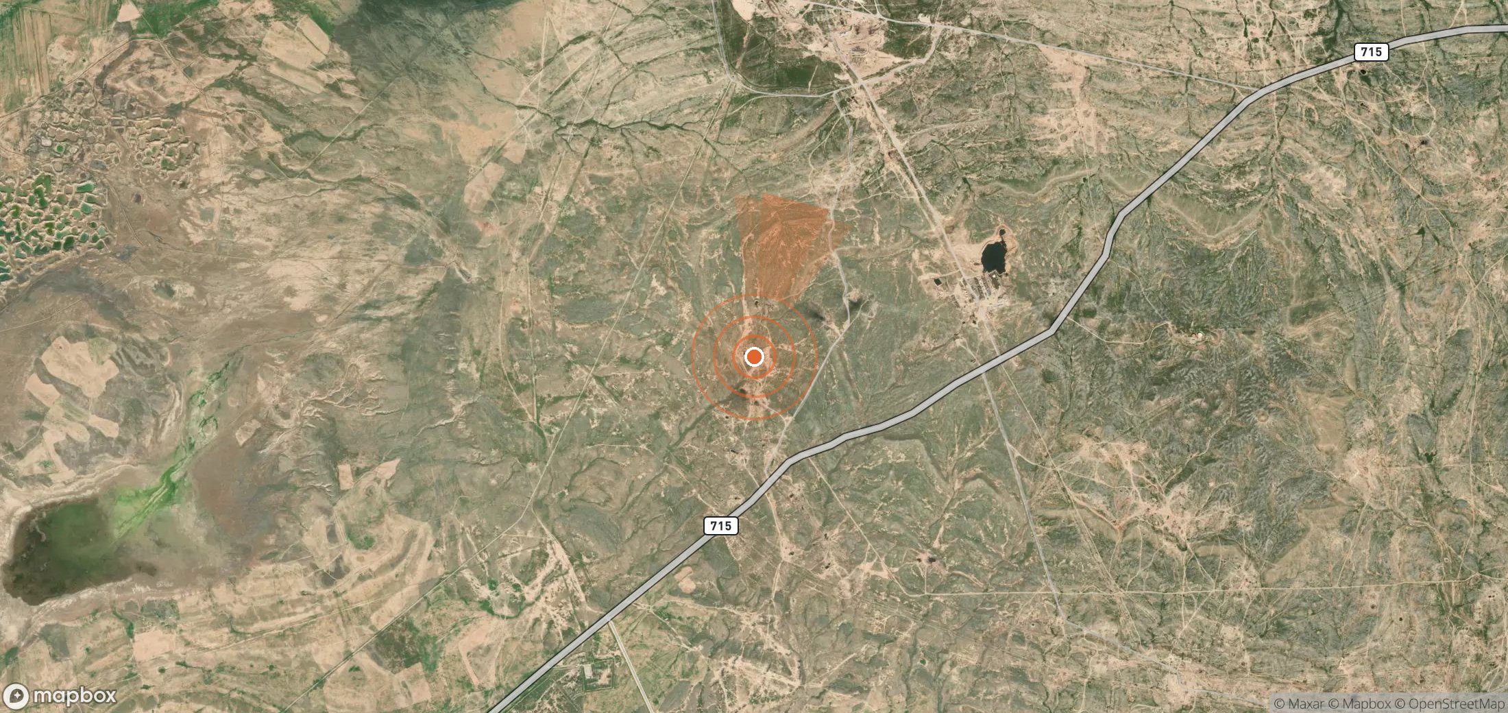 Satellite map of methane plume locations in Syria