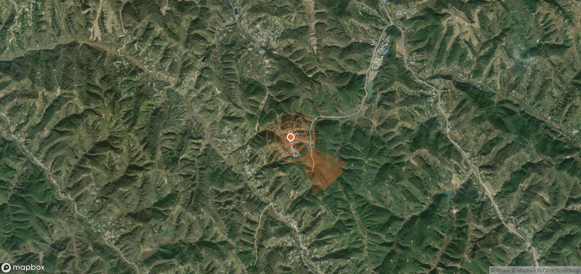 Satellite map of methane plume locations in China