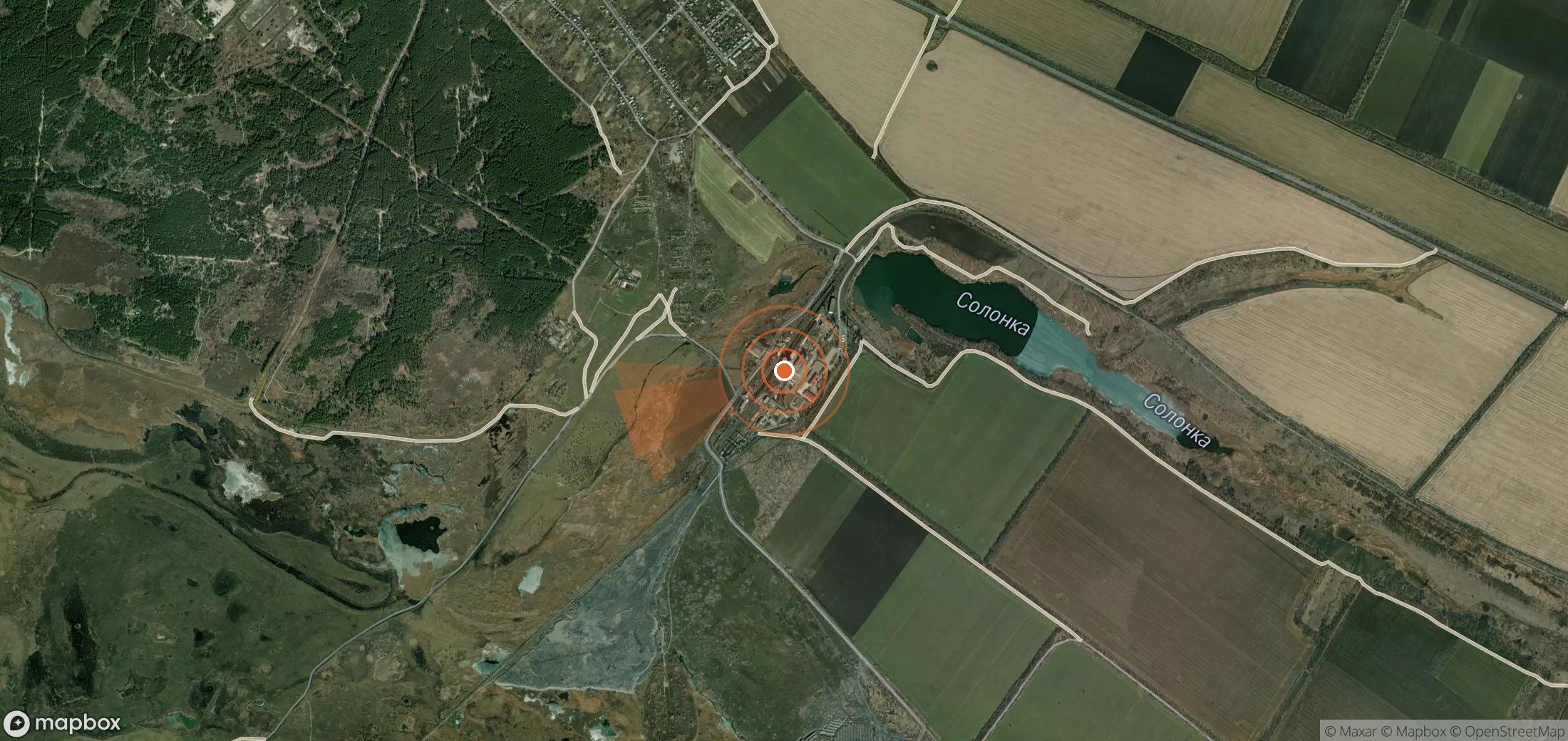 Satellite map of methane plume locations in Ukraine