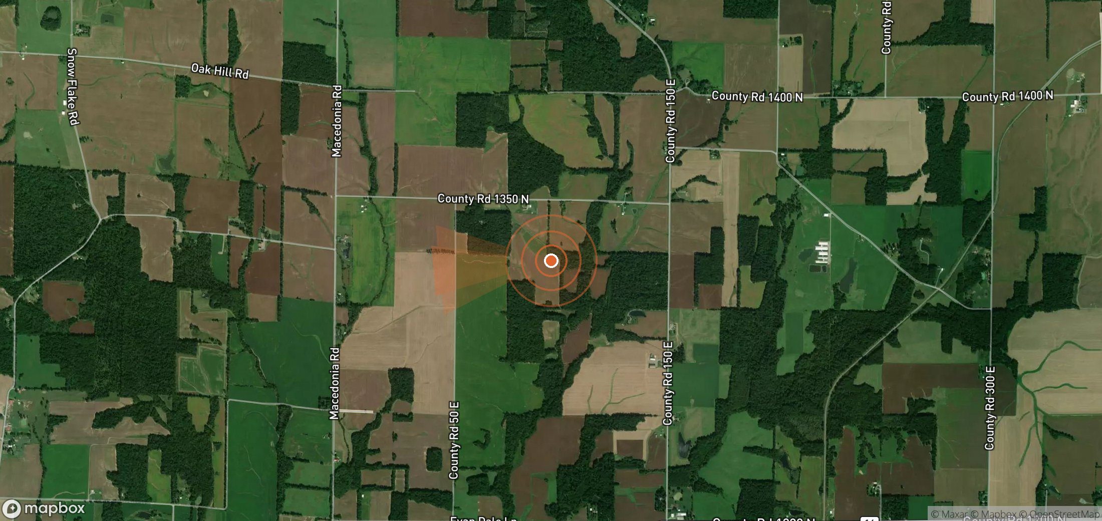 Satellite map of methane plume locations in United States