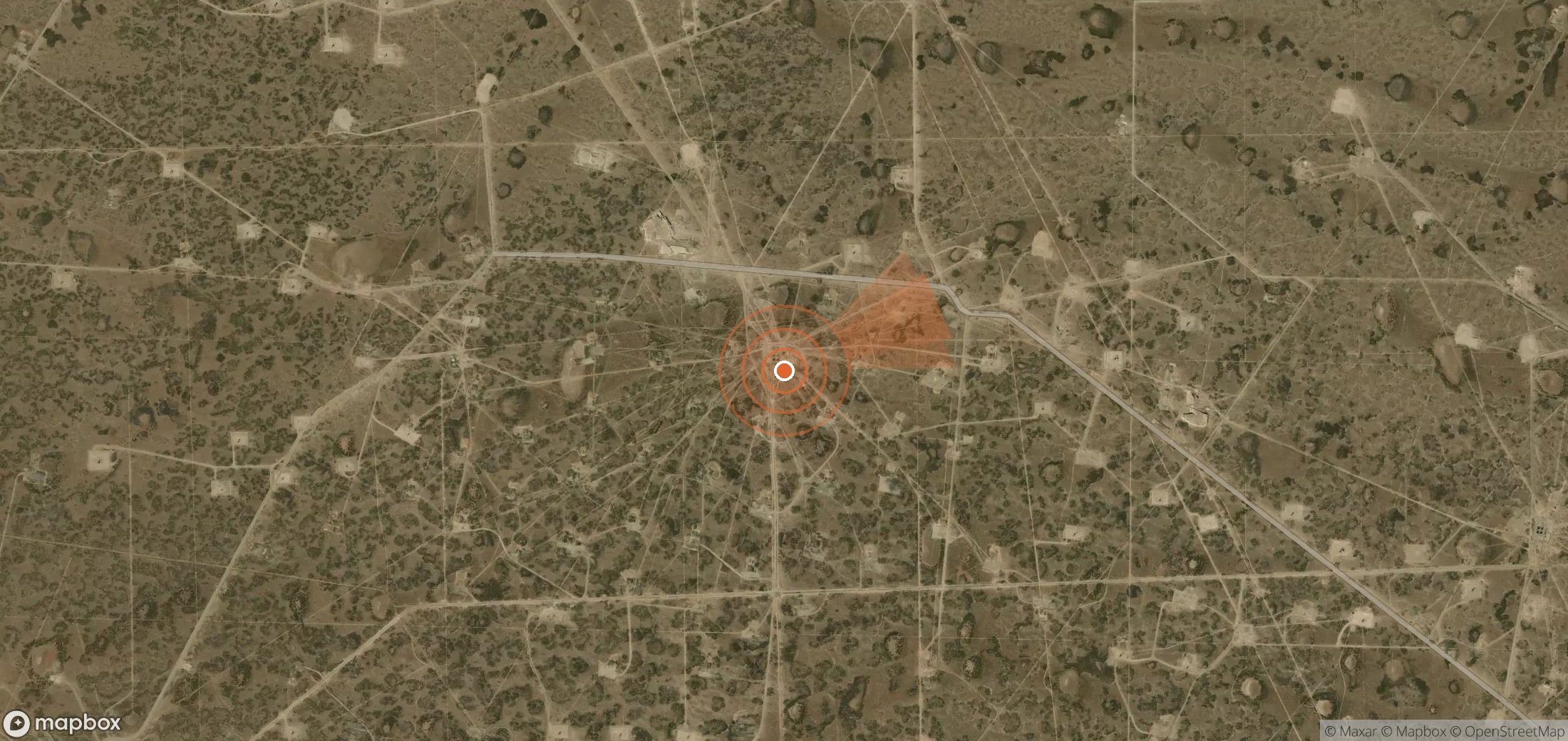 Satellite map of methane plume locations in Argentina