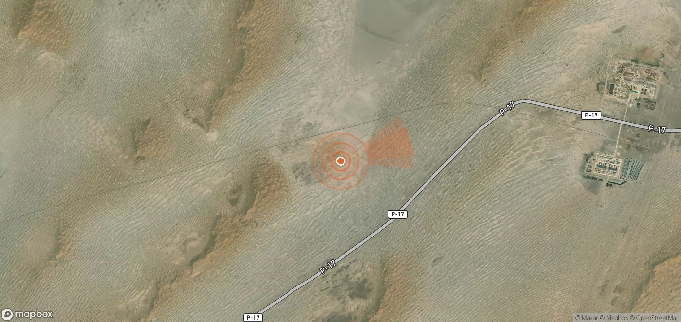 Mapa satelital de plumas de metano en Turkmenistán