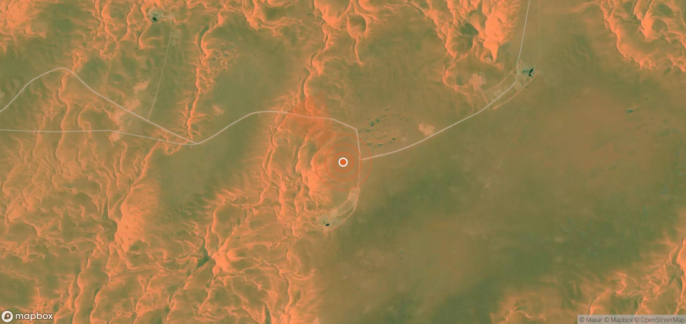 Satellite map of methane plume locations in Algeria