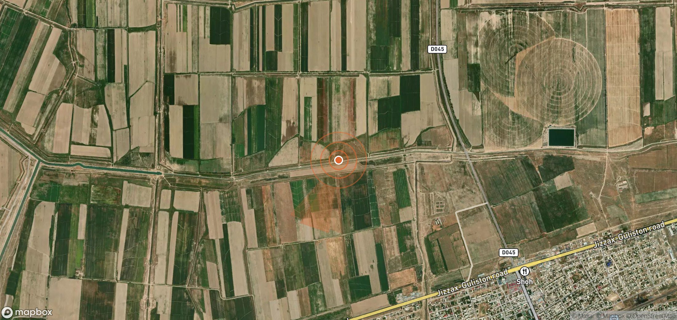 Satellite map of methane plume locations in Uzbekistan