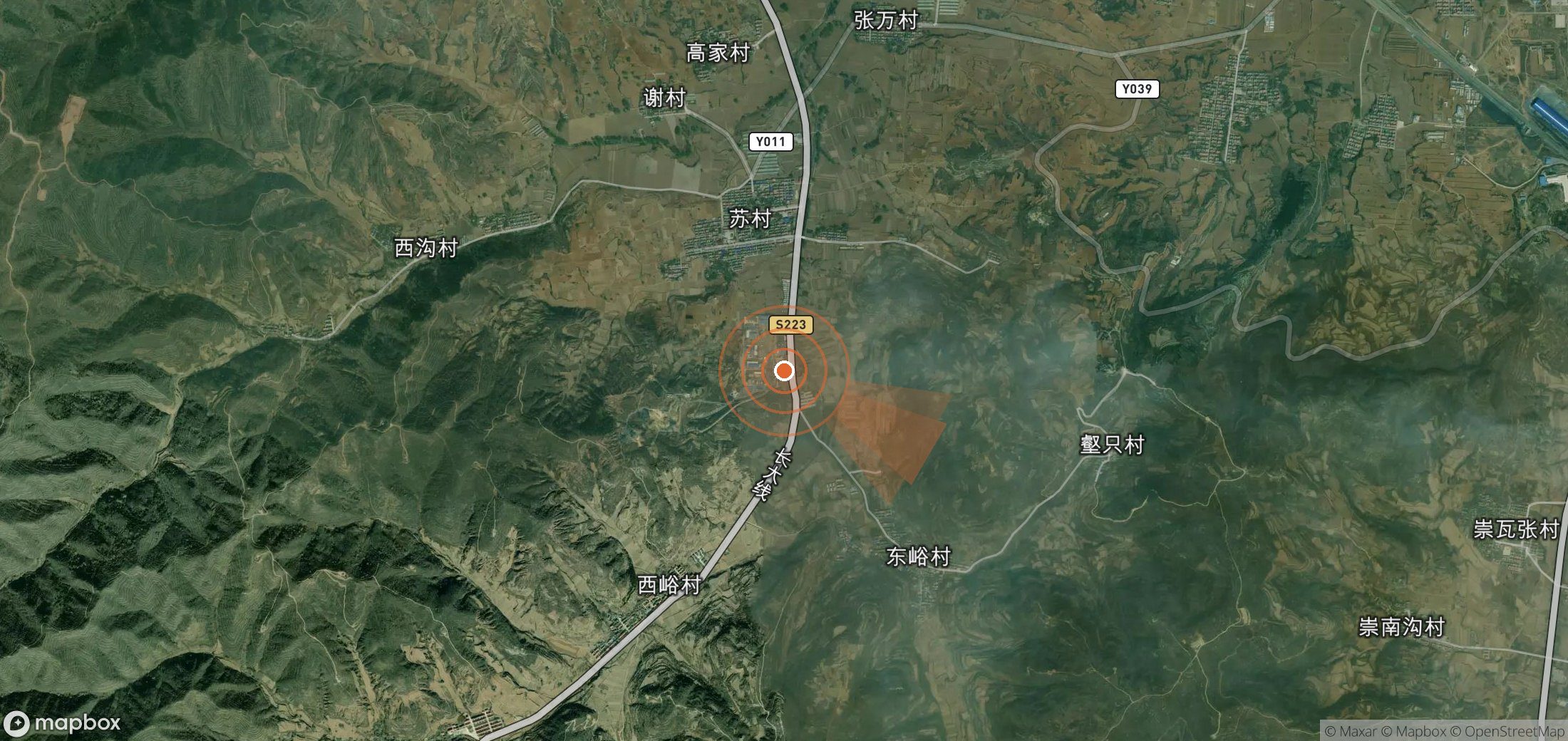 Mapa satelital de plumas de metano en China
