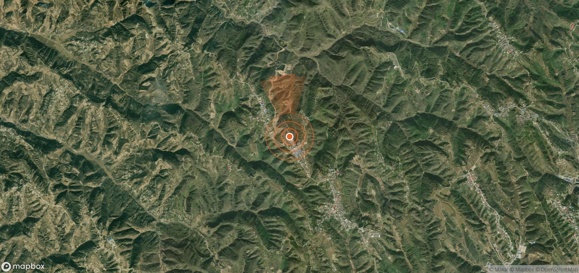 Mapa satelital de plumas de metano en China