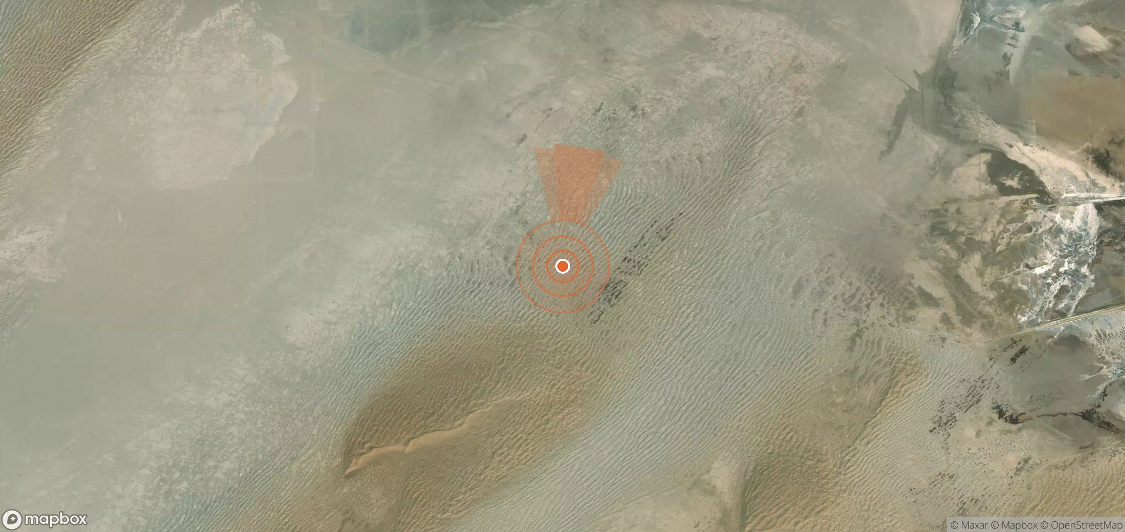 Satellite map of methane plume locations in Turkmenistan