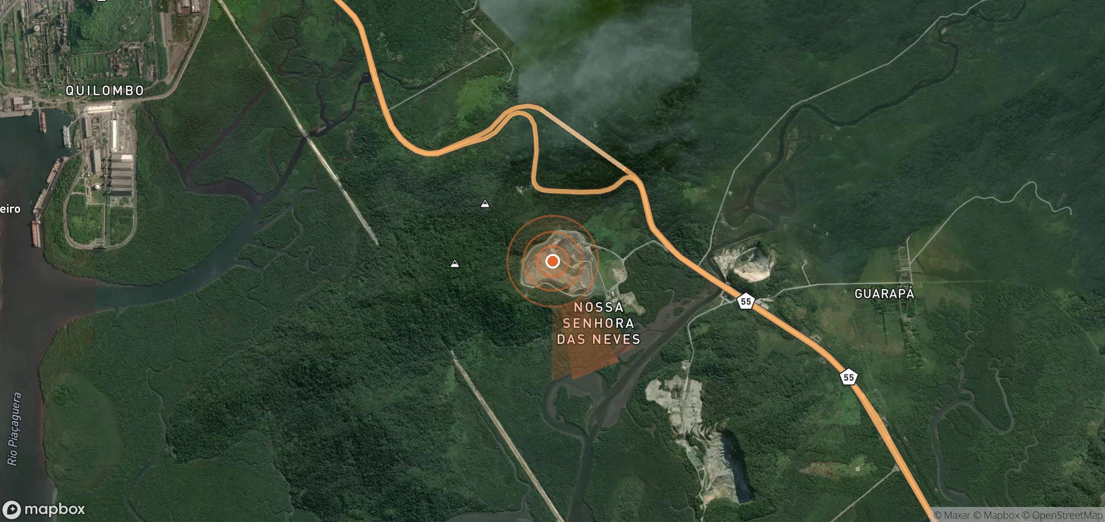 Mapa satelital de plumas de metano en Brasil
