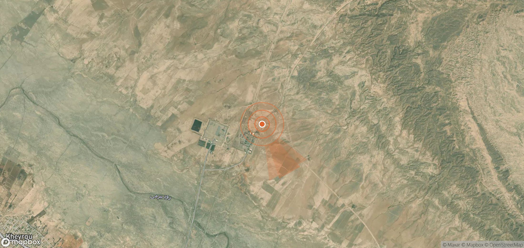 Satellite map of methane plume locations in Iran