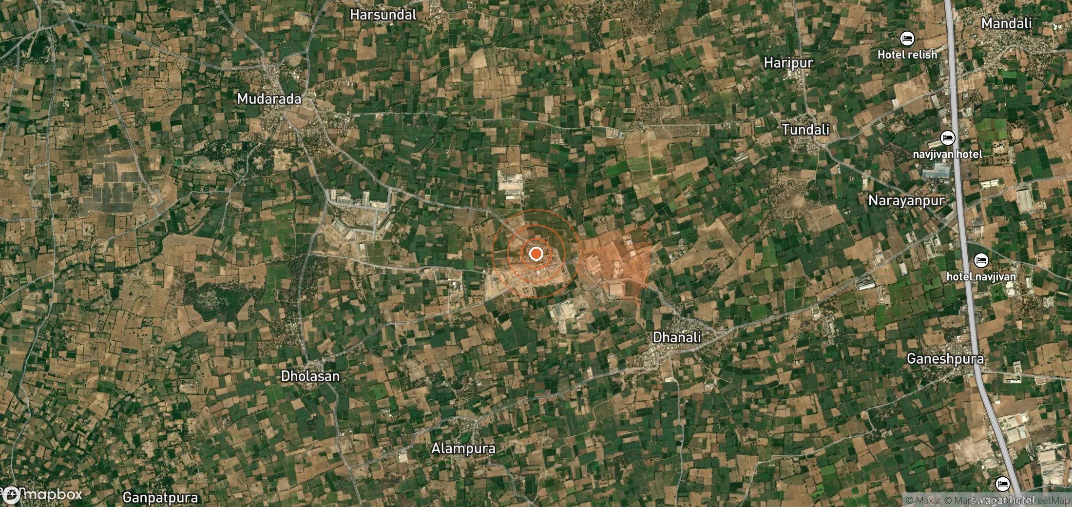 Satellite map of methane plume locations in India
