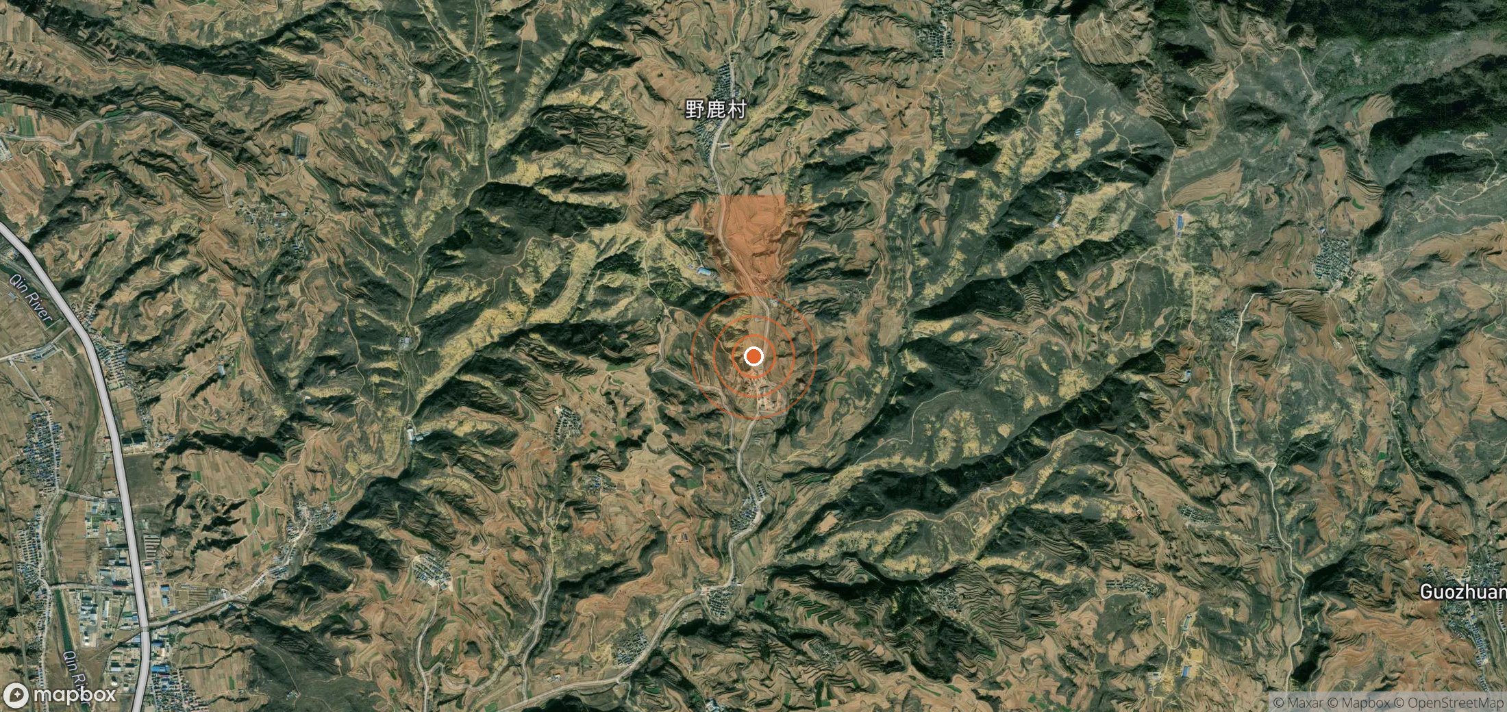 Satellite map of methane plume locations in China