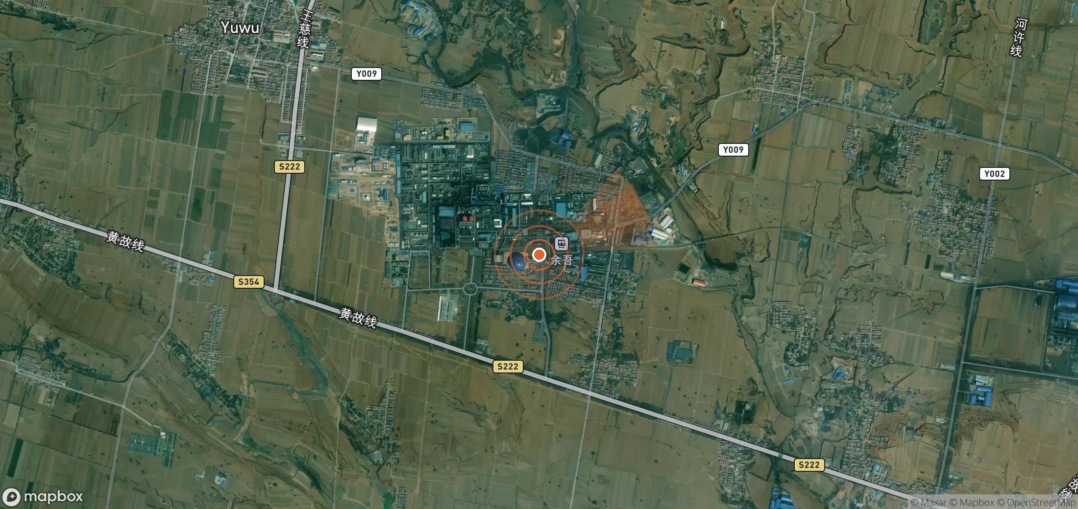 Satellite map of methane plume locations in China