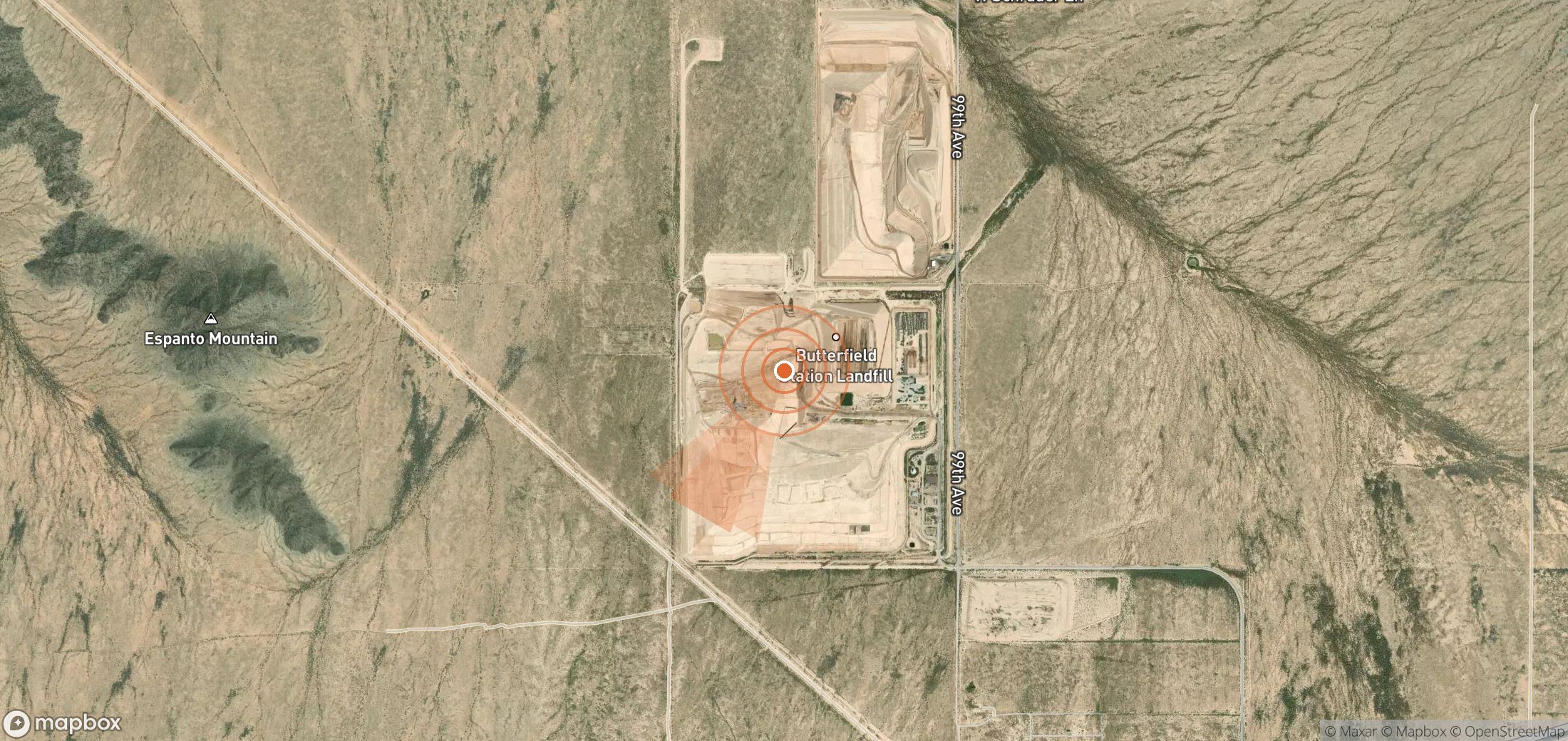 Satellite map of methane plume locations in United States