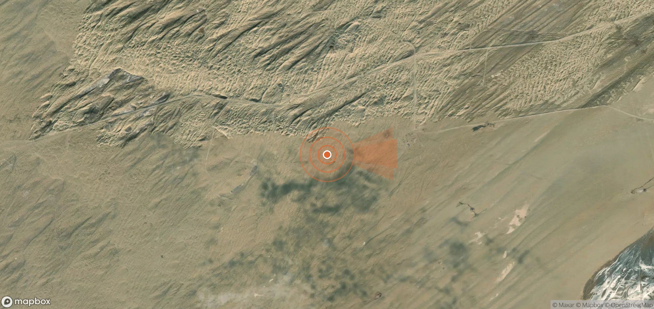 Satellite map of methane plume locations in Turkmenistan