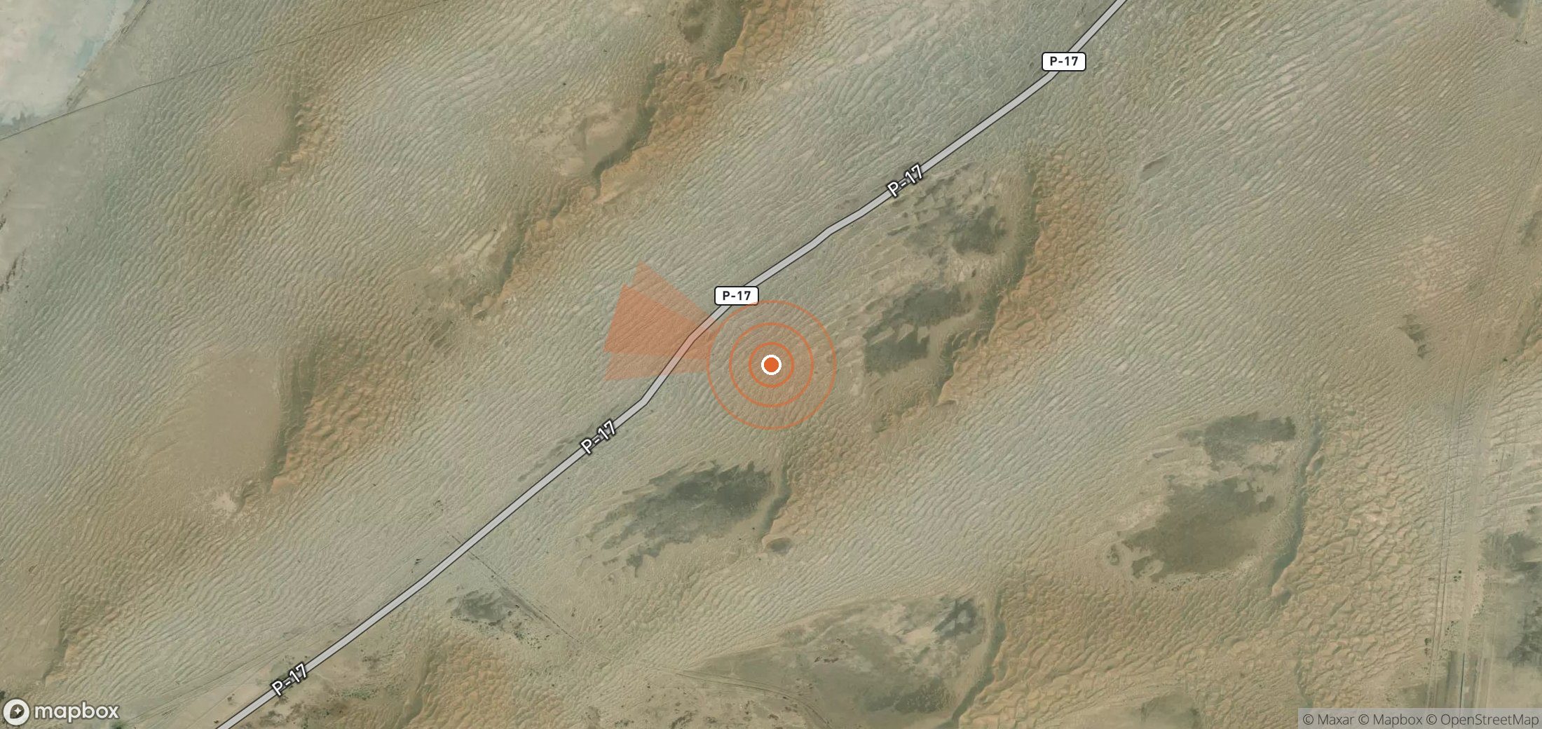 Satellite map of methane plume locations in Turkmenistan