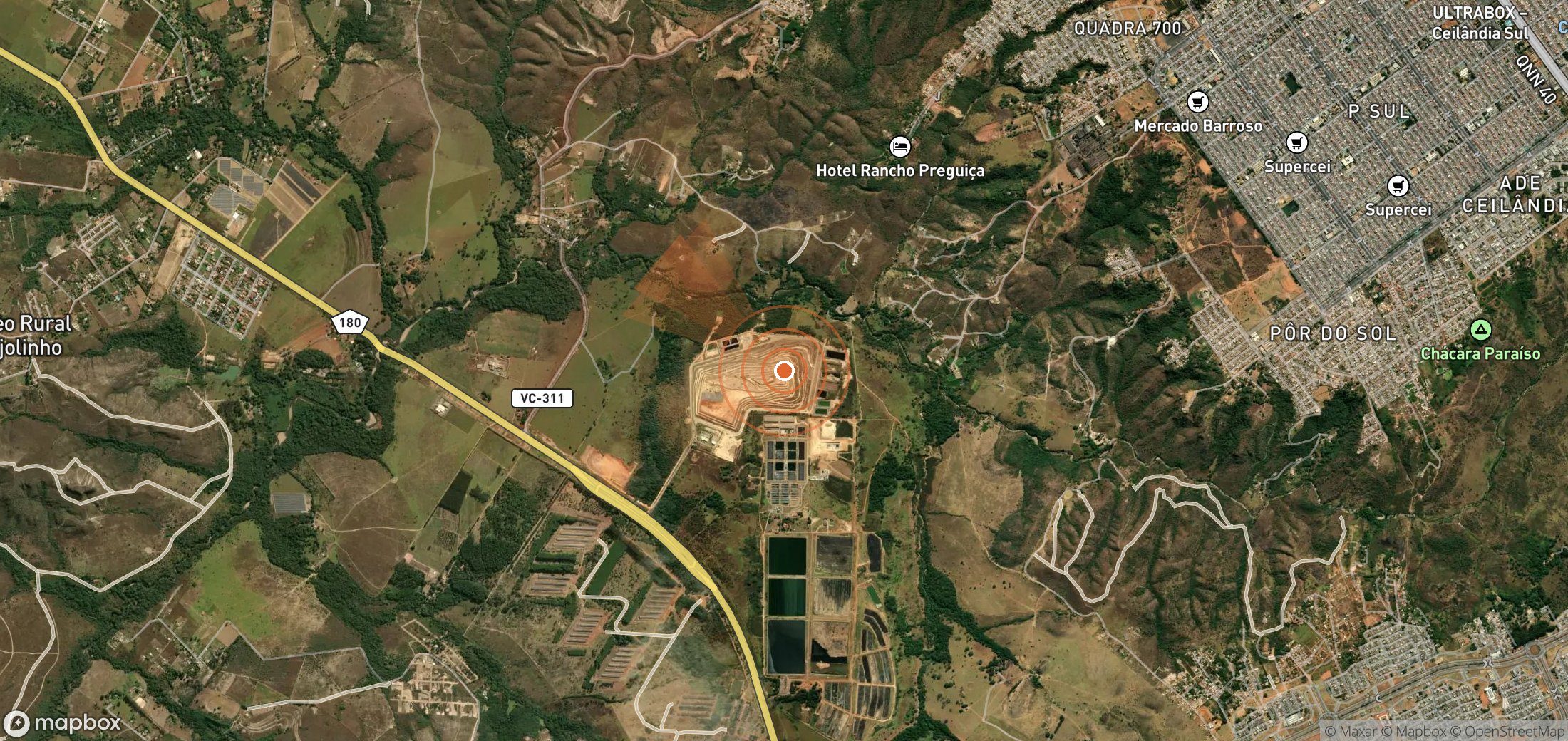 Mapa satelital de plumas de metano en Brasil