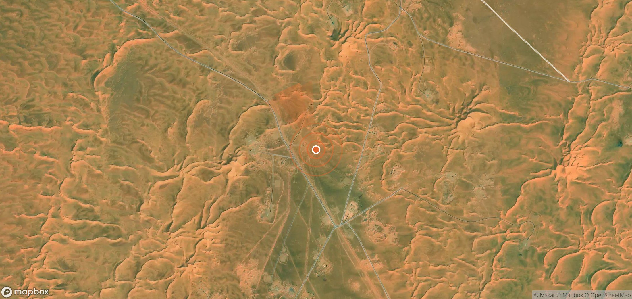 Satellite map of methane plume locations in Algeria