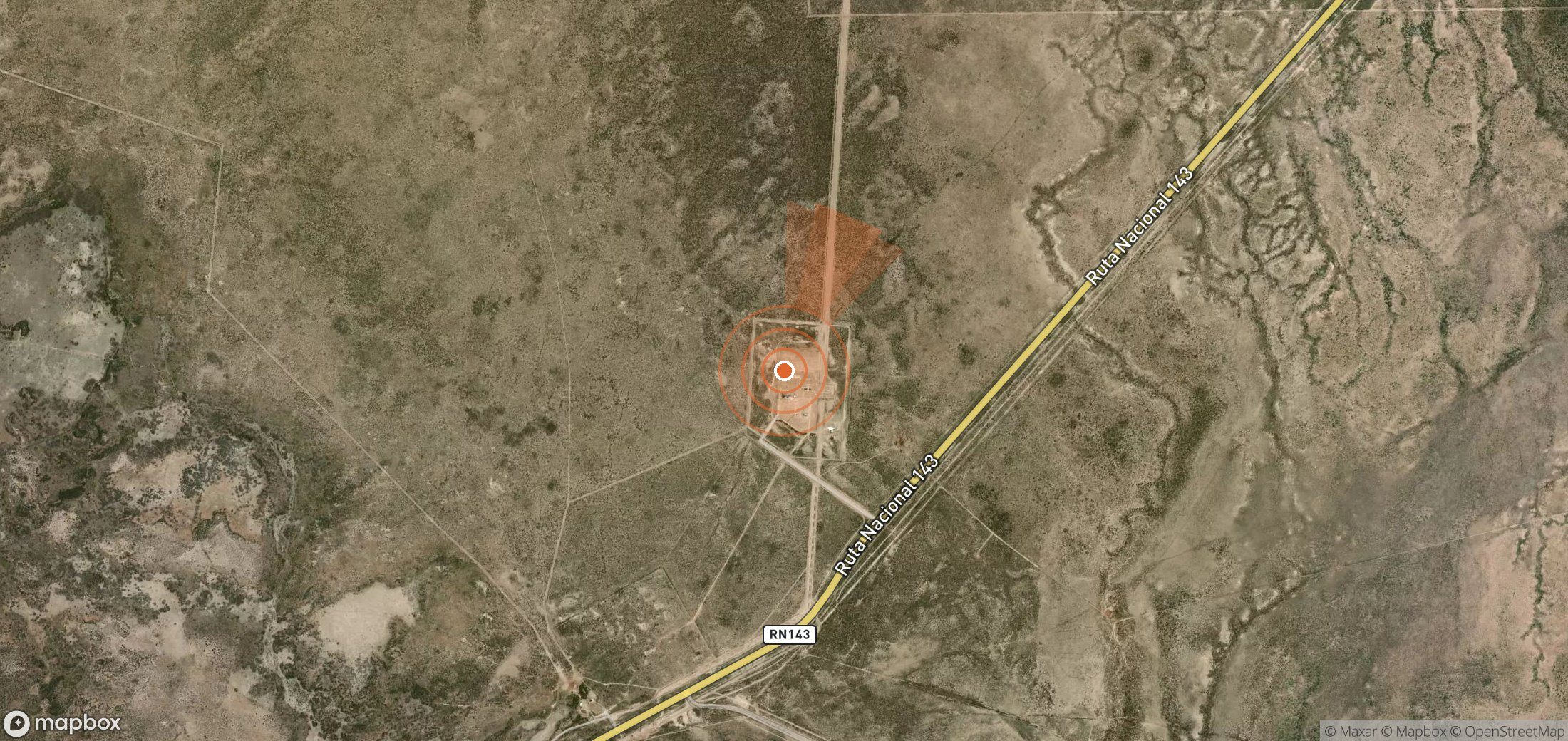 Satellite map of methane plume locations in Argentina