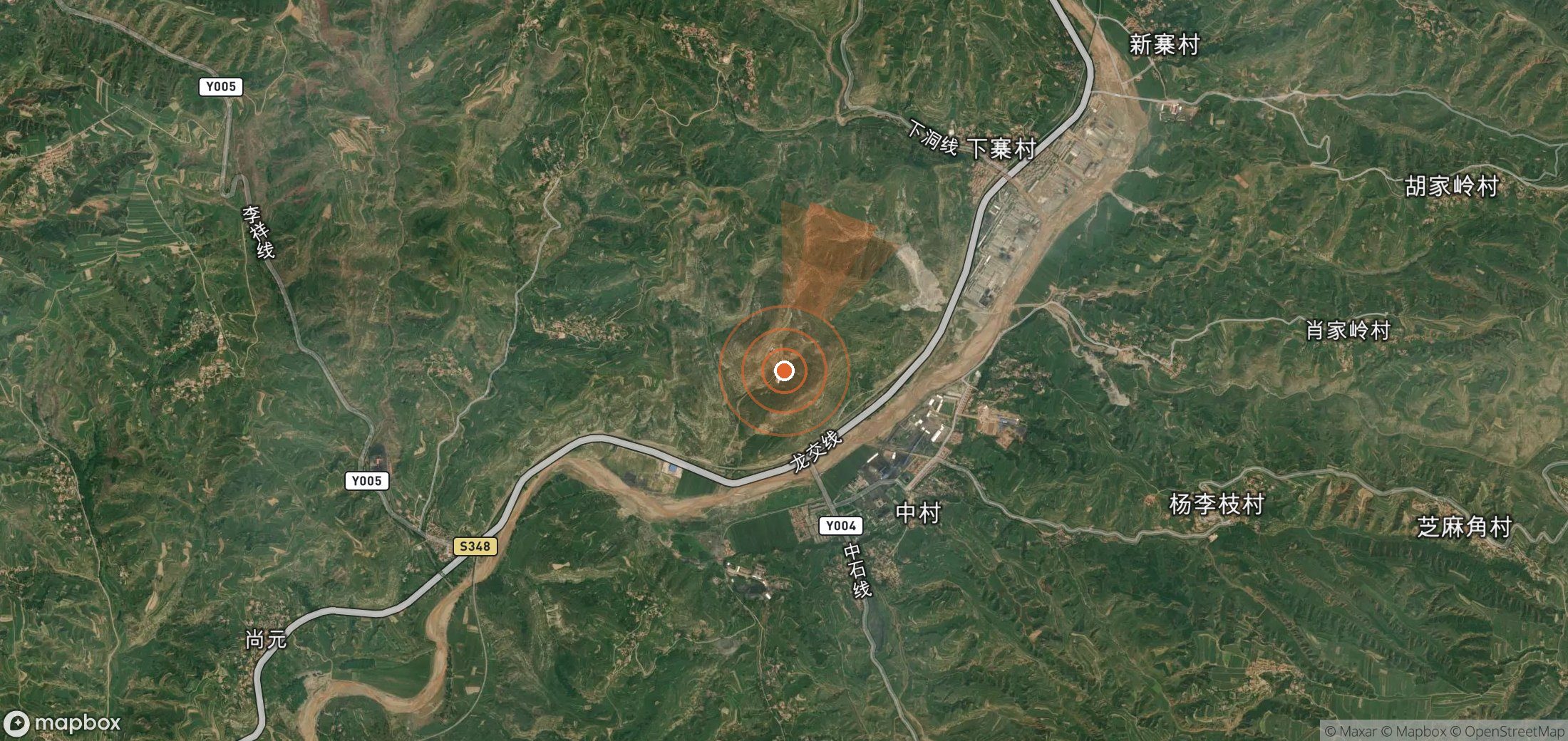 Satellite map of methane plume locations in China