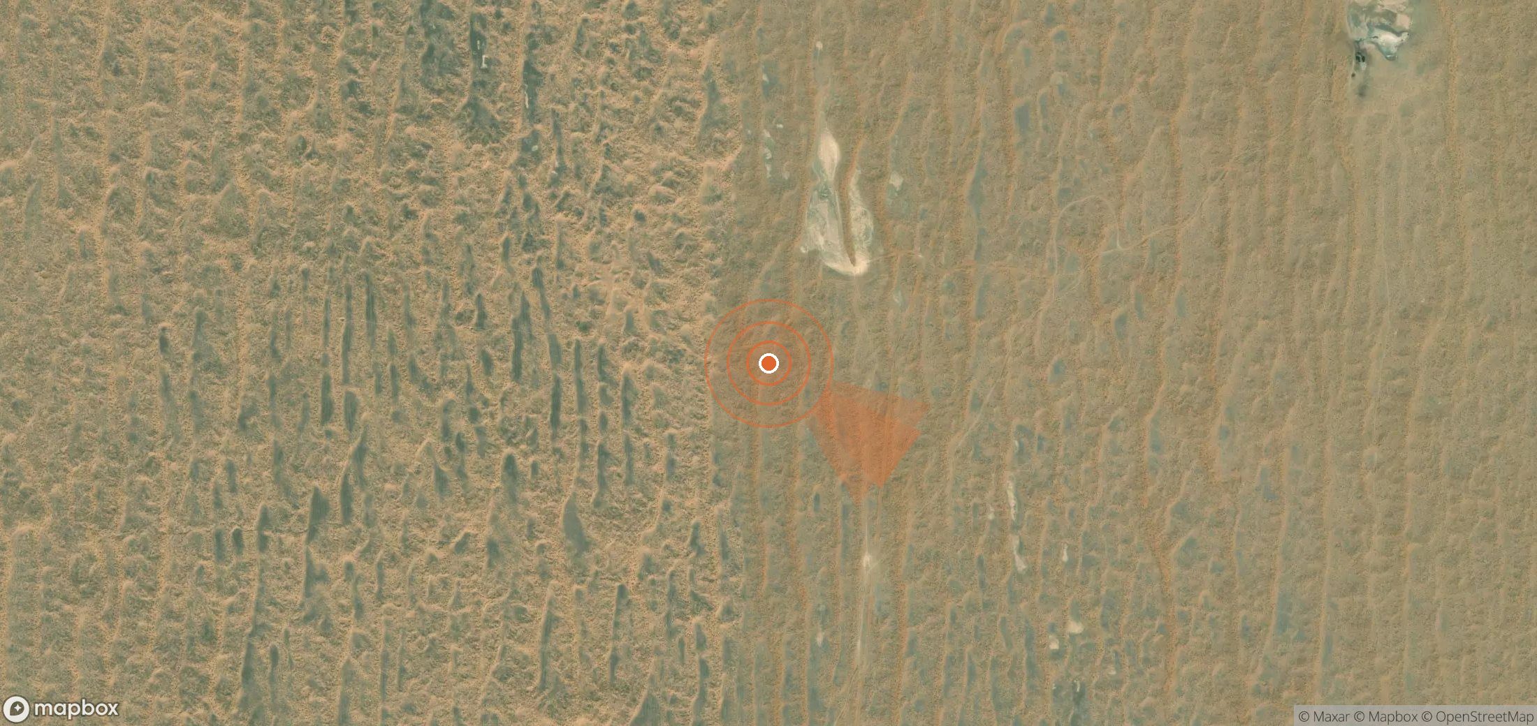 Satellite map of methane plume locations in Uzbekistan
