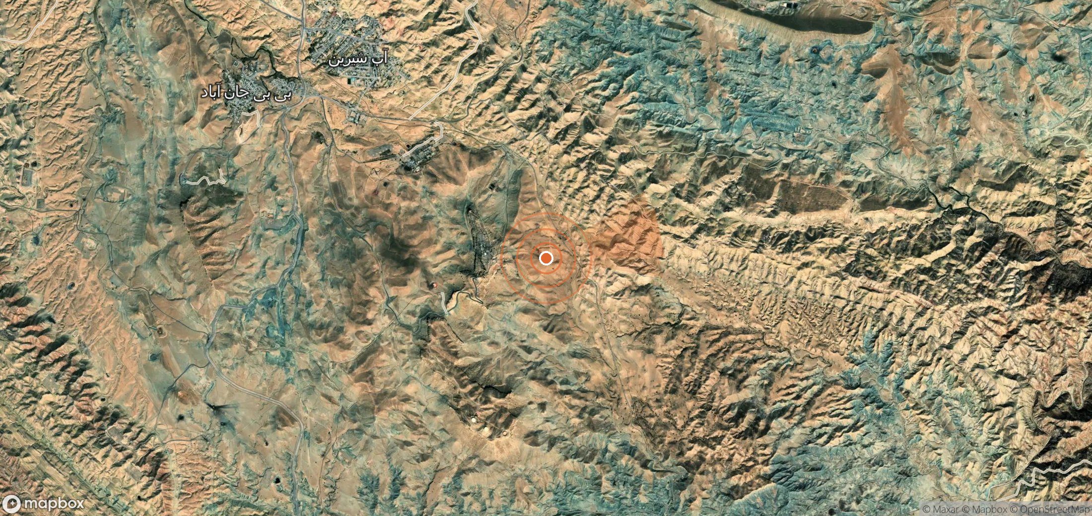 Mapa satelital de plumas de metano en Irán