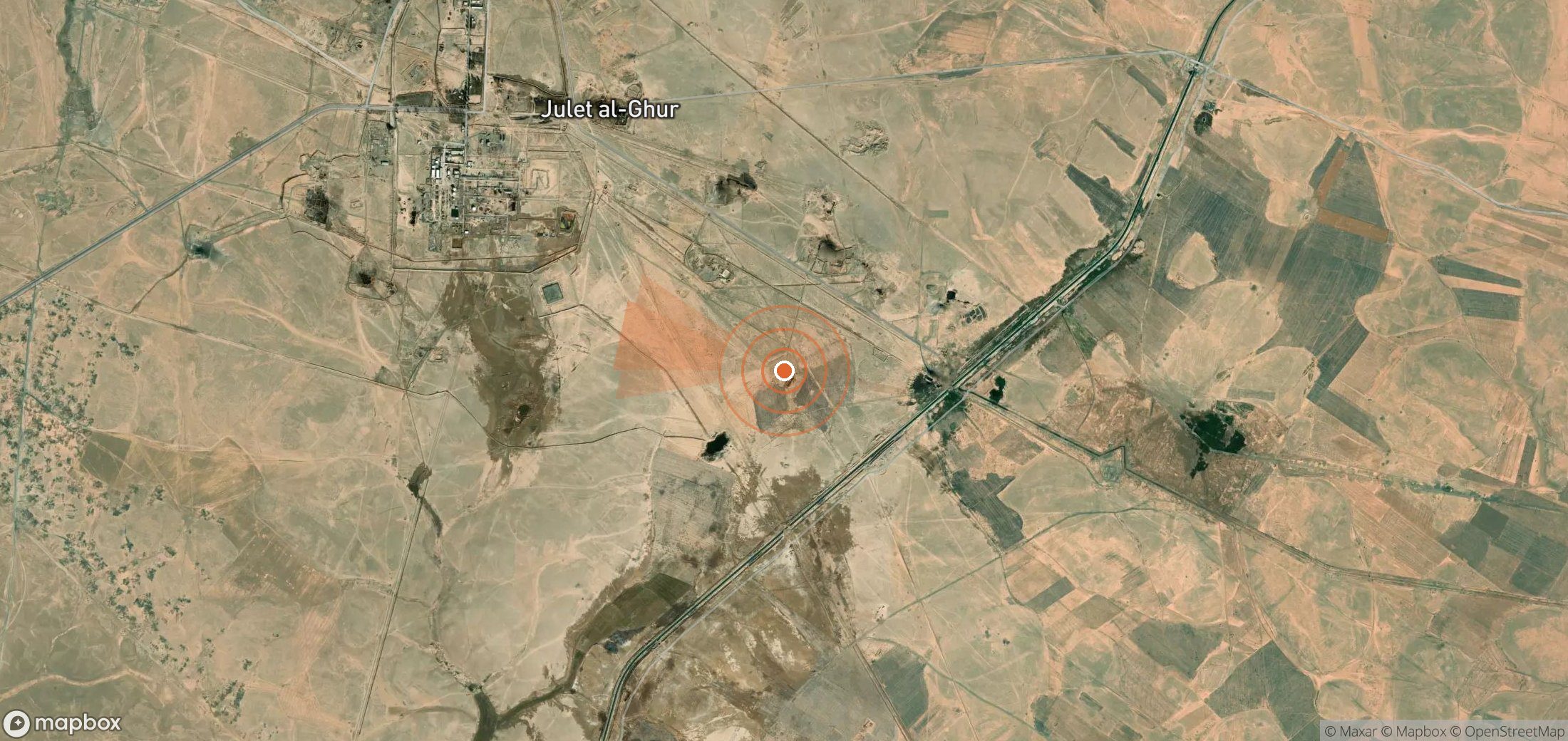 Satellite map of methane plume locations in Syria