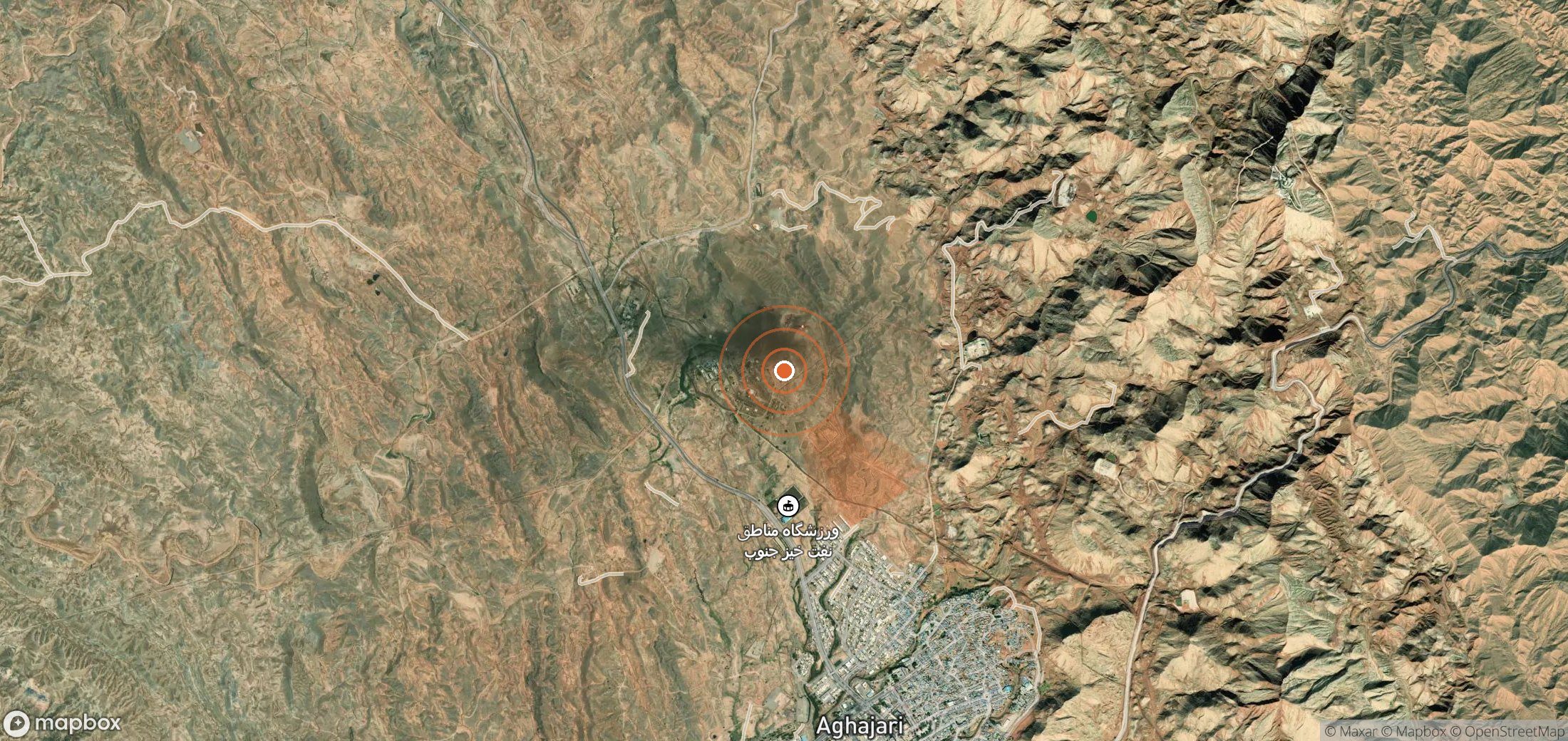Satellite map of methane plume locations in Iran