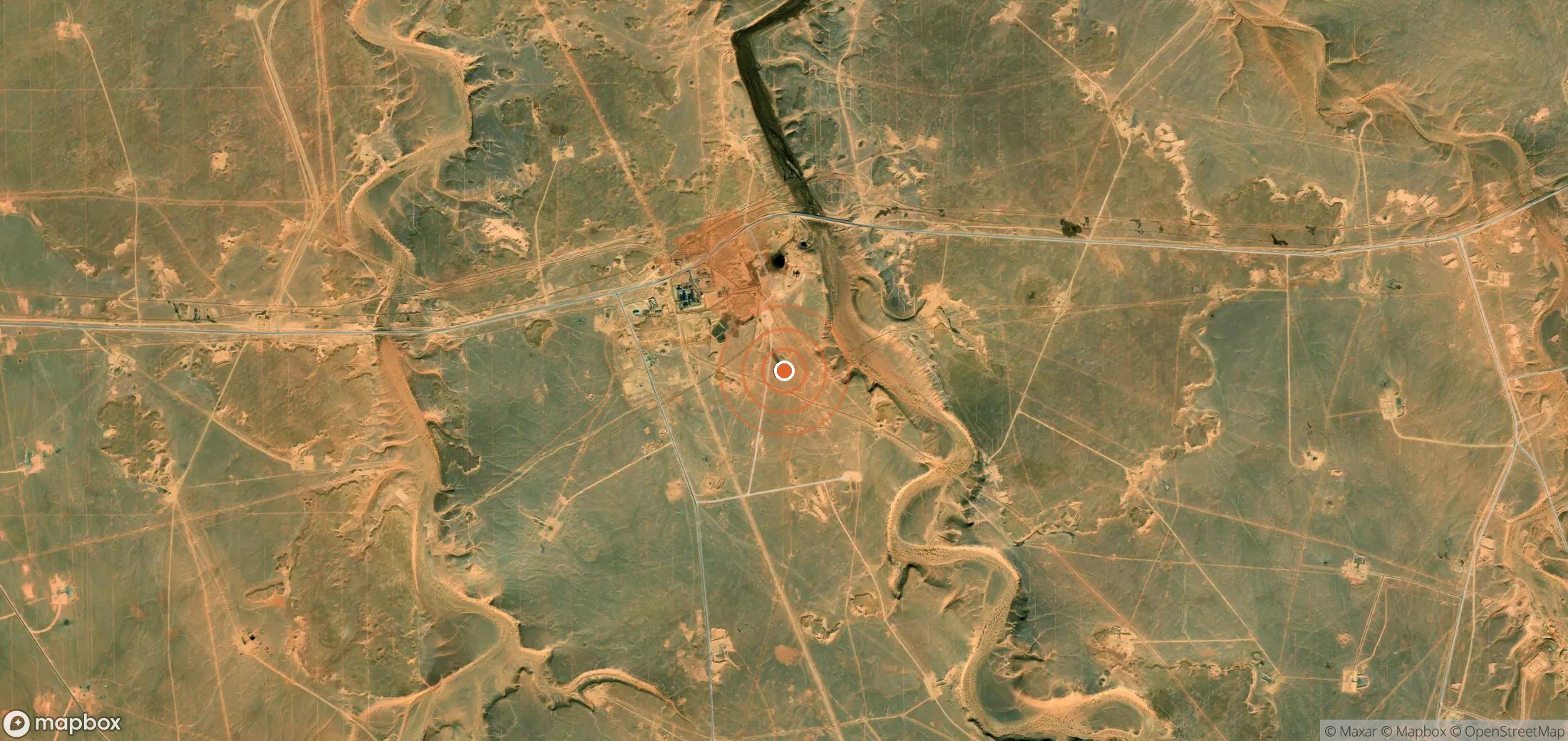 Mapa satelital de plumas de metano en Argelia