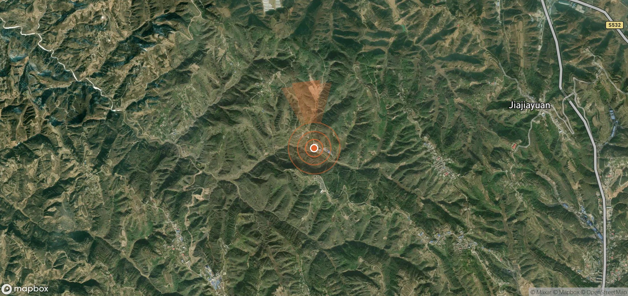 Mapa satelital de plumas de metano en China