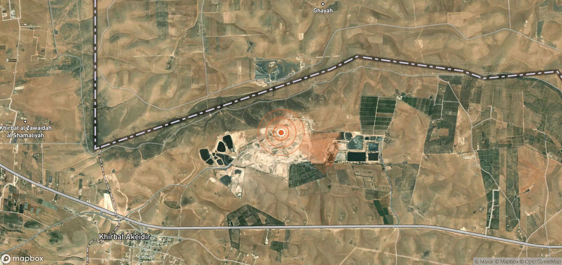 Mapa satelital de plumas de metano en Jordania