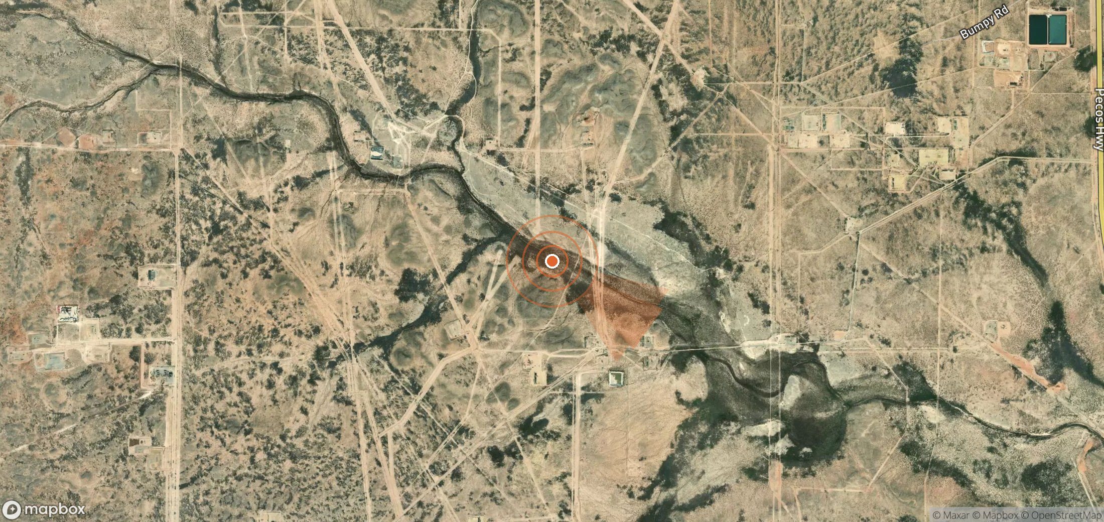 Satellite map of methane plume locations in United States