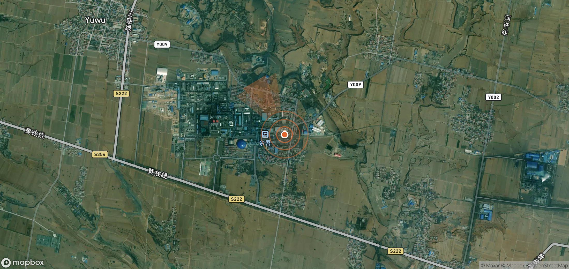 Satellite map of methane plume locations in China