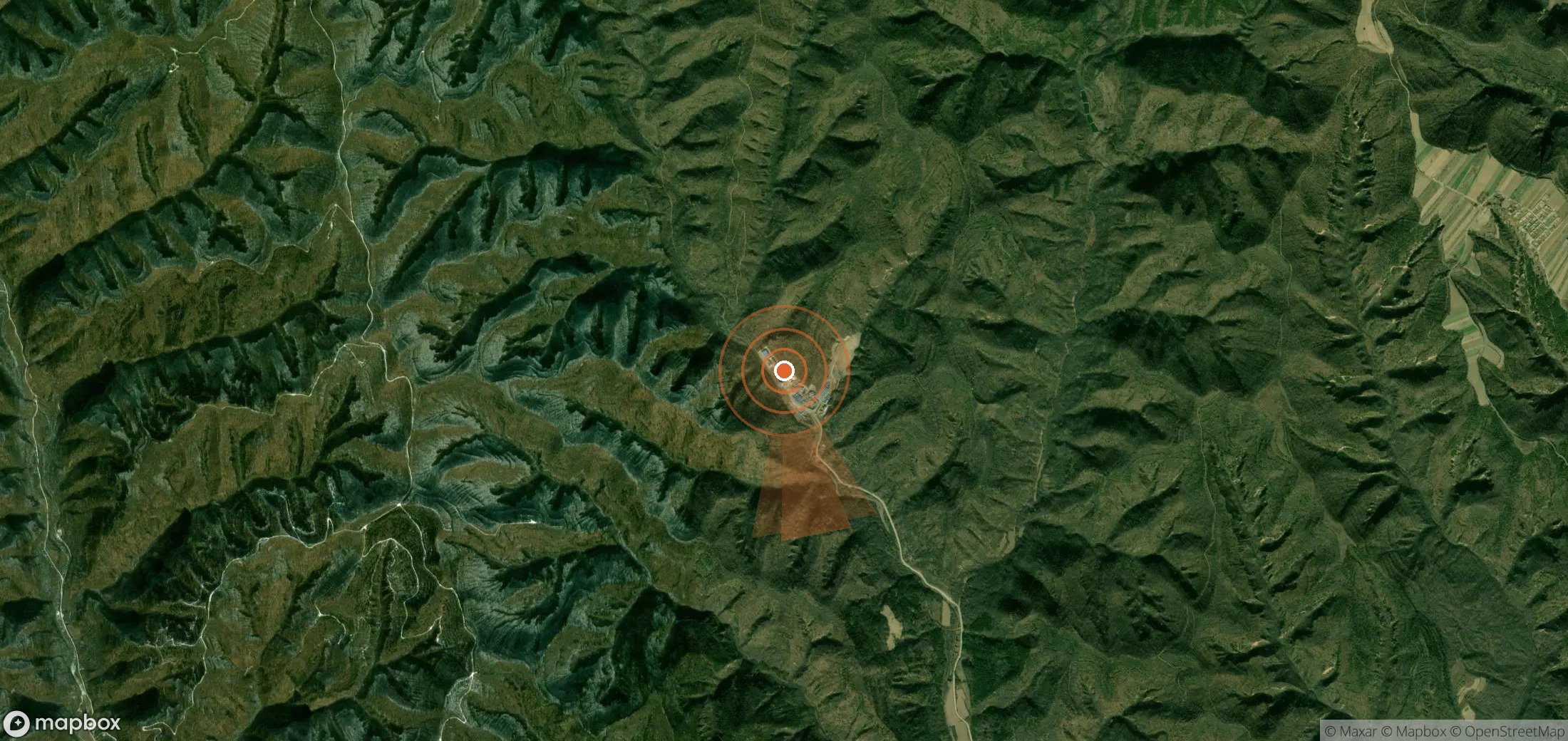 Satellite map of methane plume locations in China