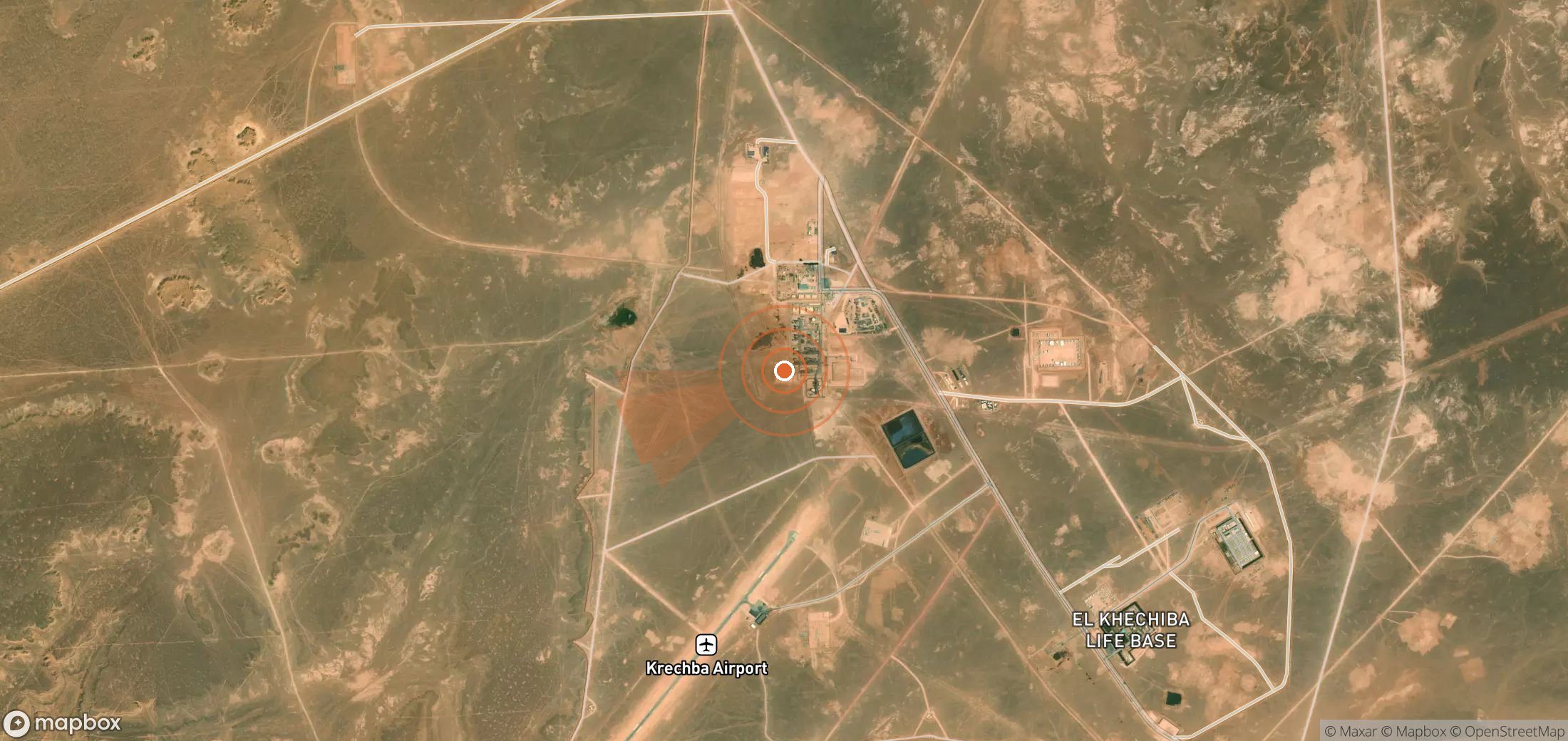 Mapa satelital de plumas de metano en Argelia
