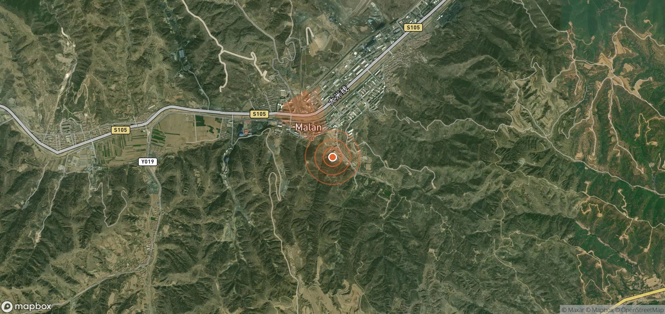Satellite map of methane plume locations in China